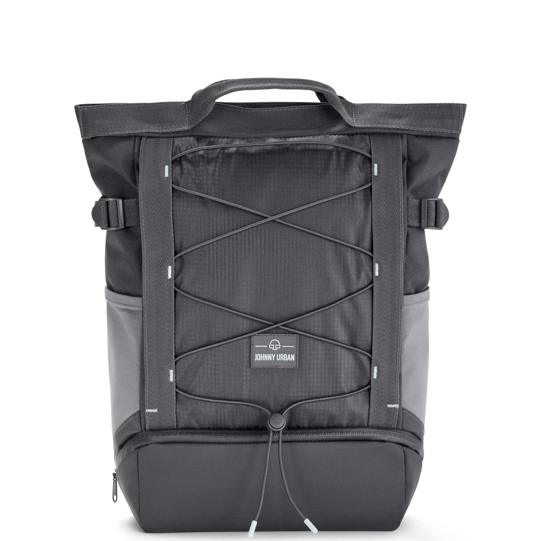 Grauer Rucksack 'Harper' von Johnny Urban mit Kordelzug vorne und seitlichen Taschen