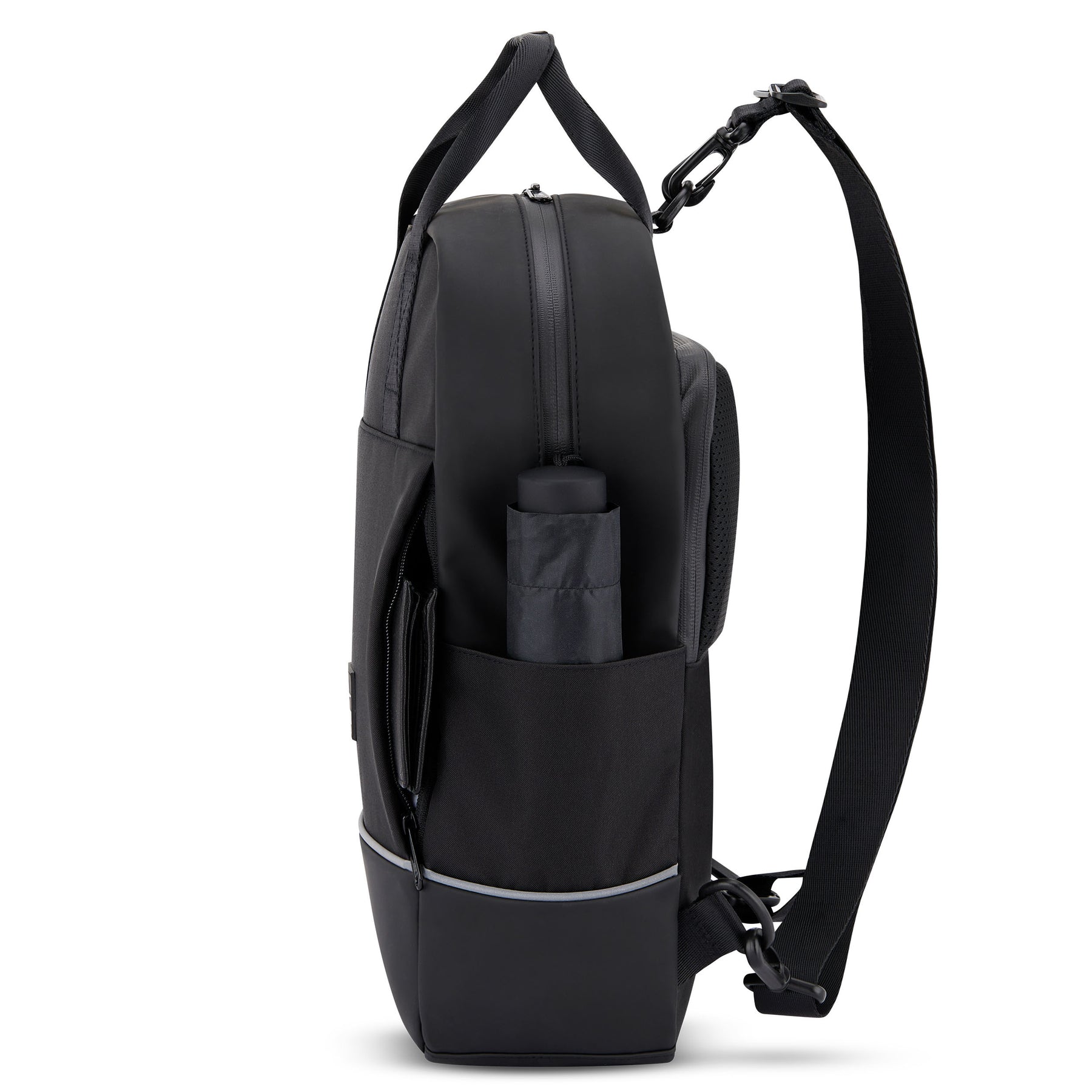 Schwarzer Johnny Urban Rucksack 'Jona Medium' mit Seitenfach für Flasche, seitliche Reflektoren und gepolstertem Rücken