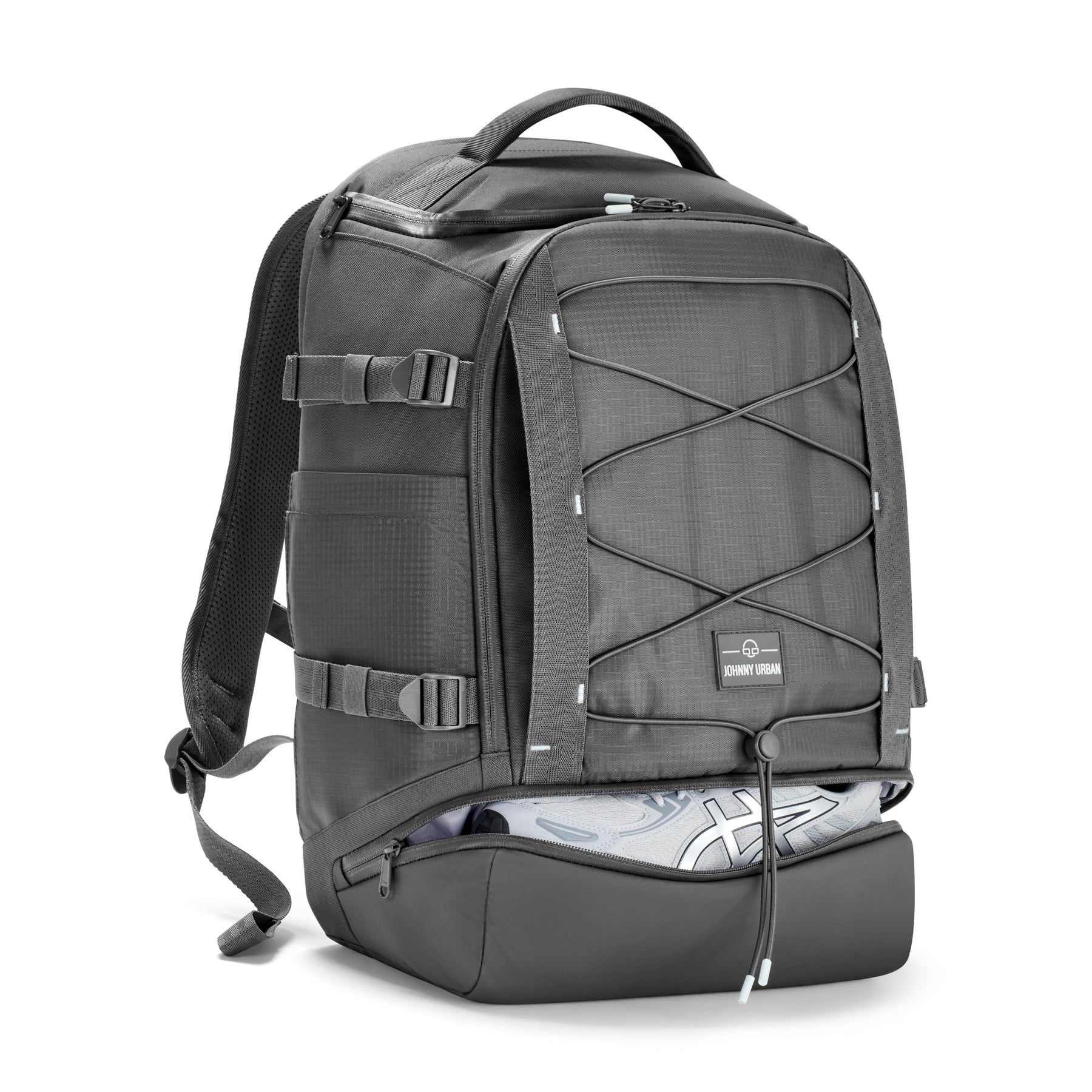 Grauer Rucksack "Jack" von Johnny Urban mit Schuhfach und elastischem Frontband