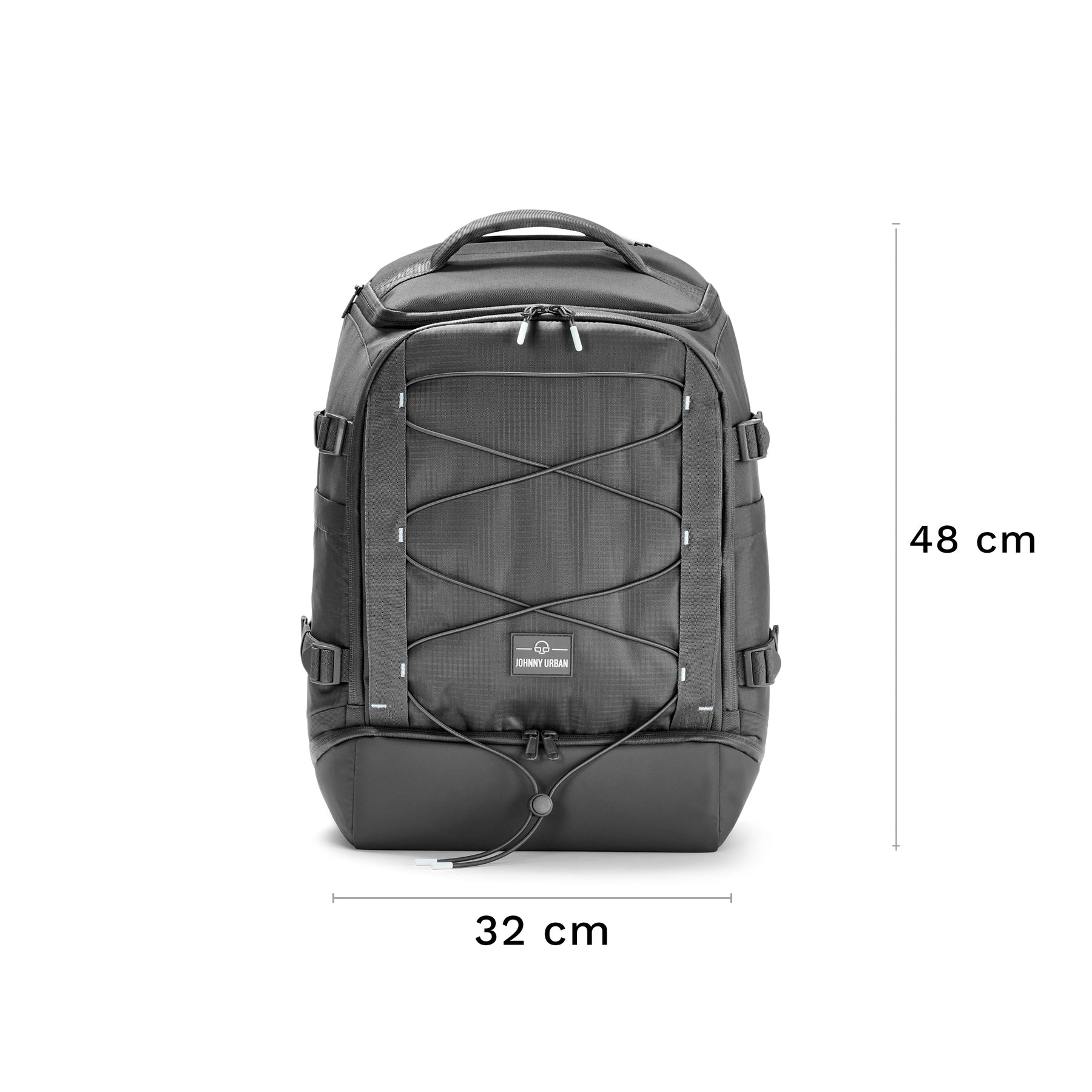 Großer grauer Rucksack 'Jack' von Johnny Urban mit Kordel an der Vorderseite, Maße 48x32 cm