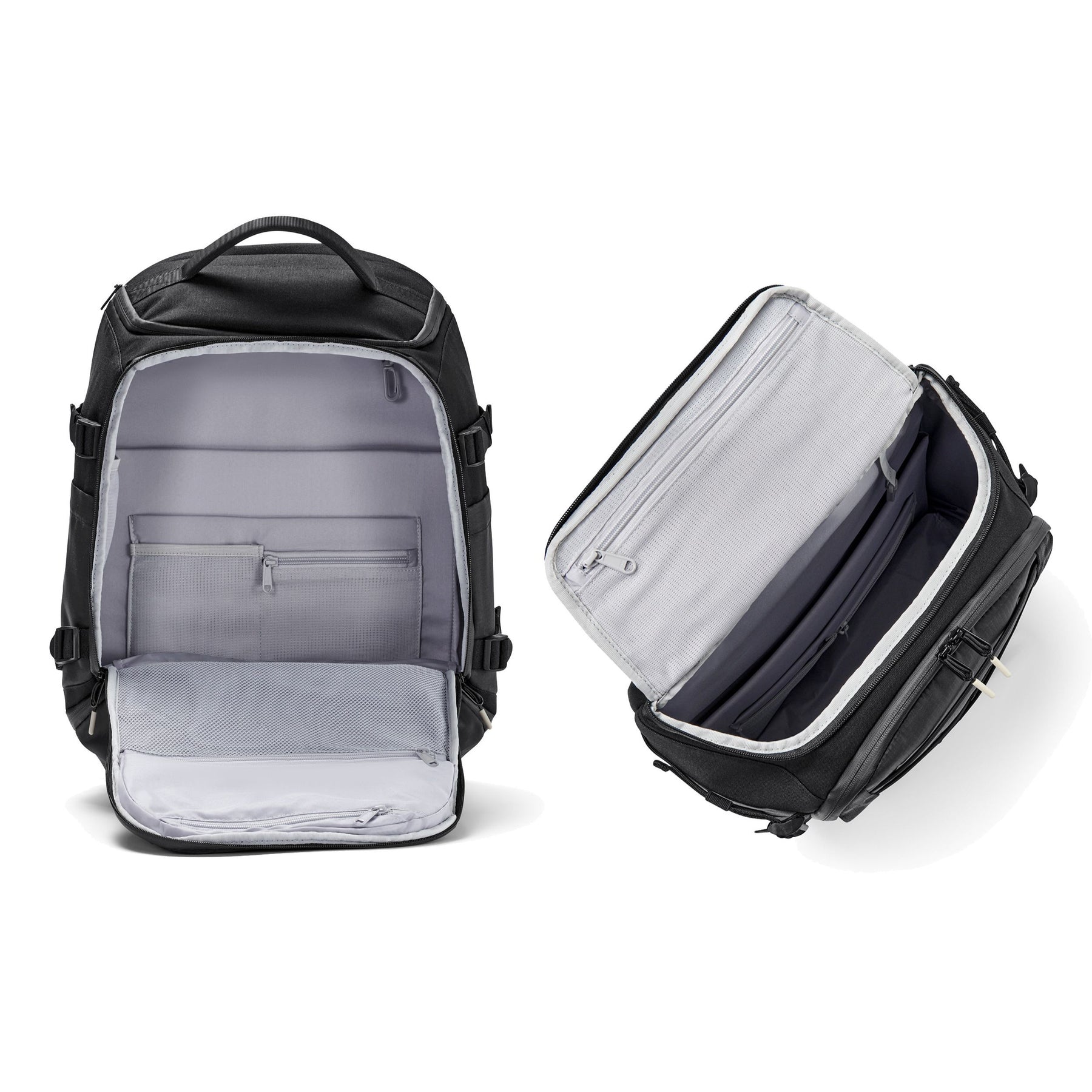 Schwarzer Rucksack 'Jack' mit offenem Hauptfach und Innenfächern für Organisation