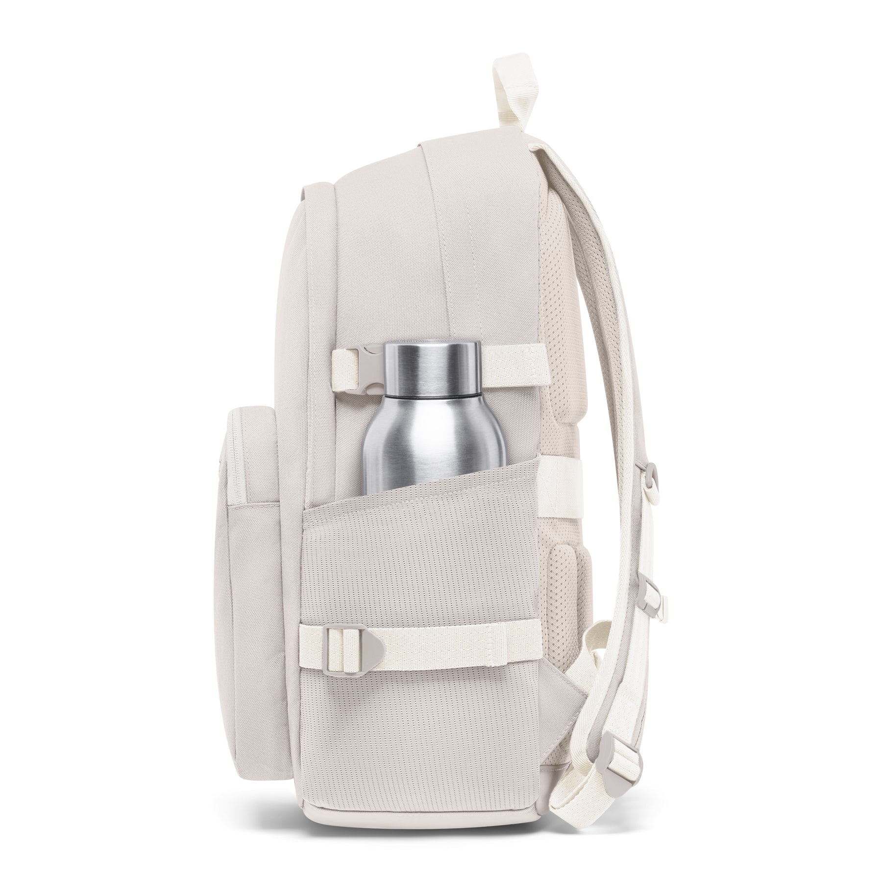 Sandfarbener Rucksack 'Lian' mit seitlicher Tasche und verstellbaren Gurten