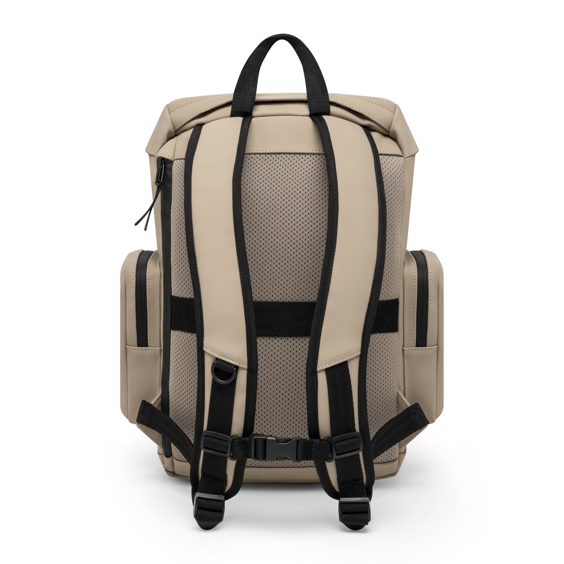 Rucksack 'Finley' in beige mit gepolsterten Tragegurten und zwei seitlichen Reißverschlusstaschen