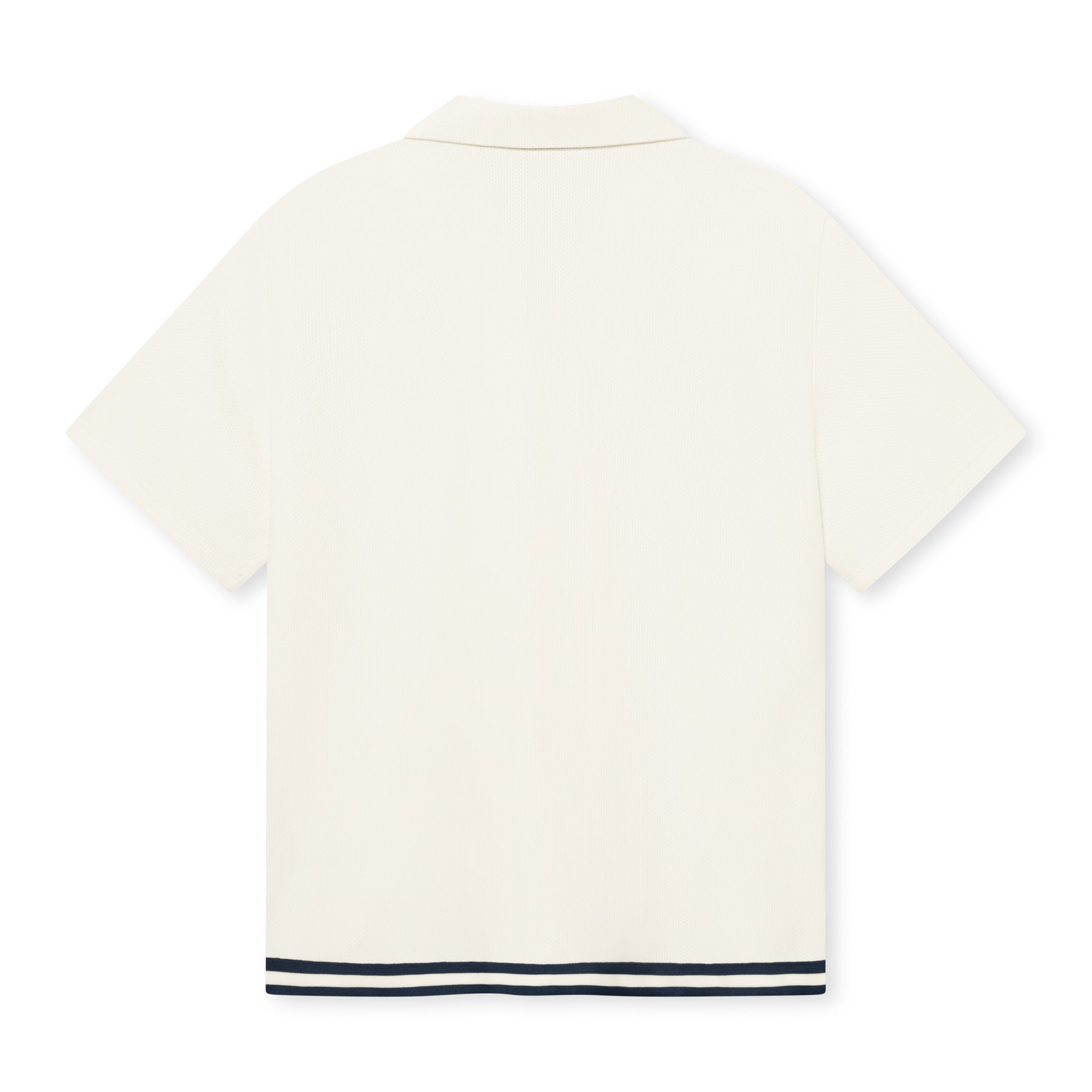 Herrenhemd 'Parker' cremefarben mit kurzem Arm und schwarzen Streifen am Saum