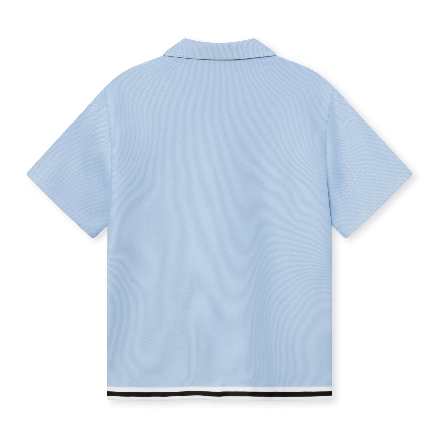 Herrenhemd 'Parker' in eisblau mit kurzem Arm und zweifarbigem Saum