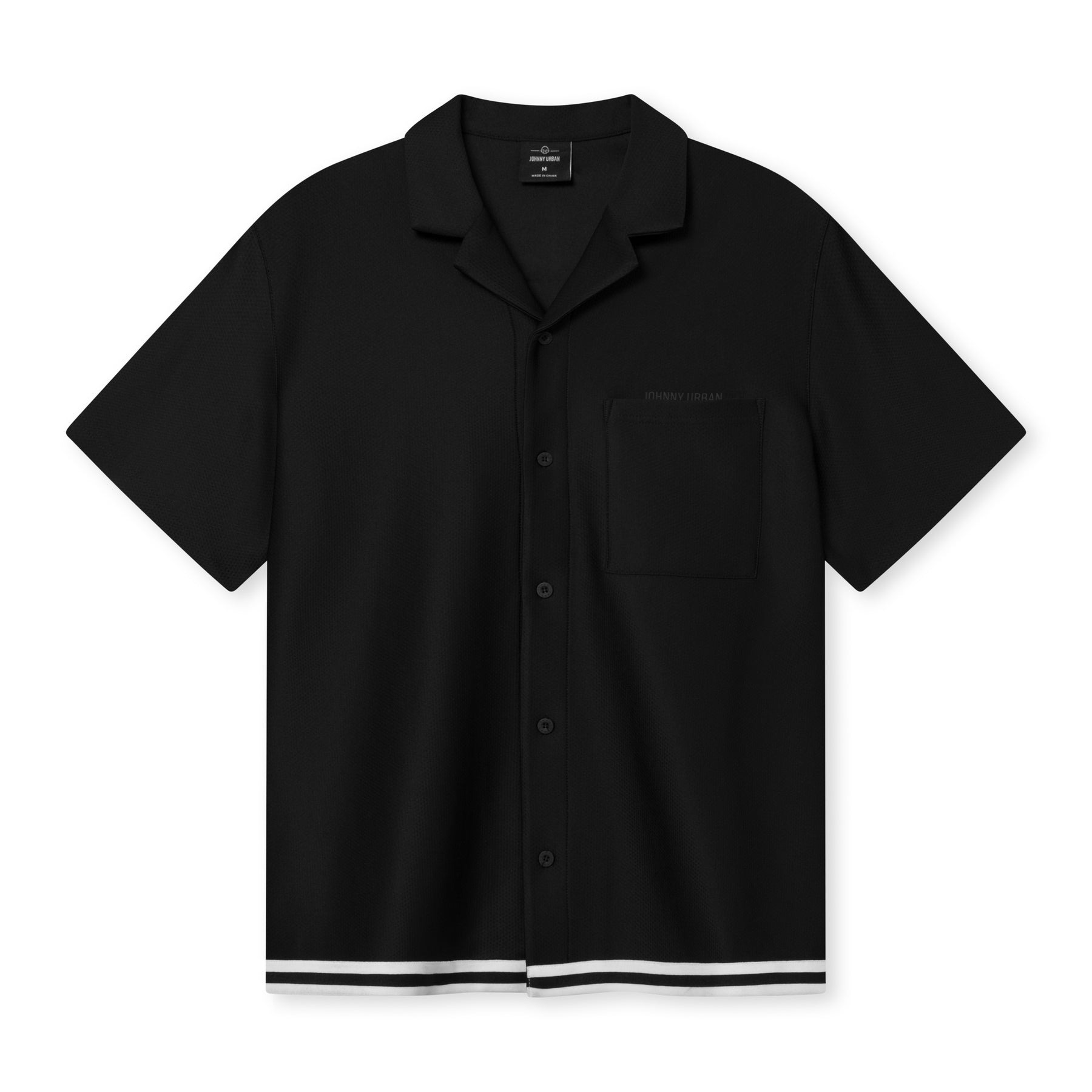 Schwarzes Herrenhemd 'Parker' von Johnny Urban mit kurzem Arm und Brusttasche