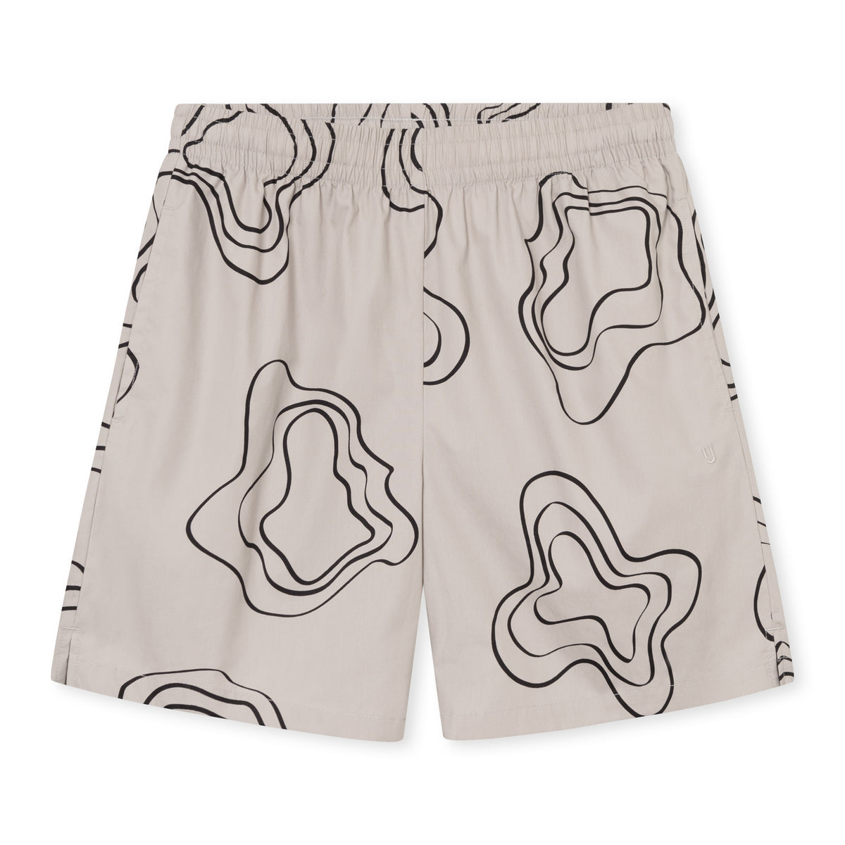 Sandfarbene Herren-Shorts aus der Spencer Kollektion mit schwarzem, abstraktem Linienmuster
