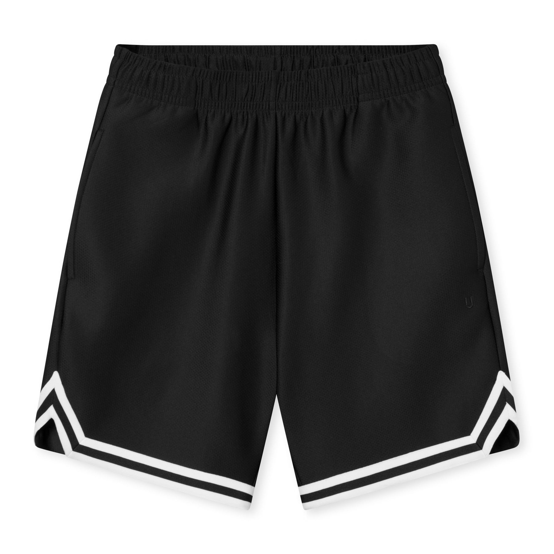 Schwarze Herren-Shorts aus der 'Parker' Kollektion mit weißem Streifendetail am Saum