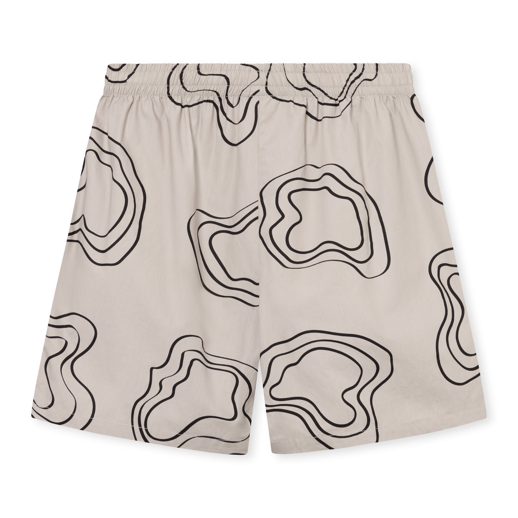 Herren-Shorts 'Spencer' in Sandfarbe mit schwarzem Linienmuster und elastischem Bund