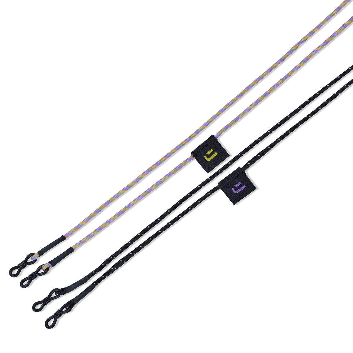 Zwei Johnny Urban Sonnenbrillenbänder 'Jade' in Schwarz und Lila mit Markenetikett