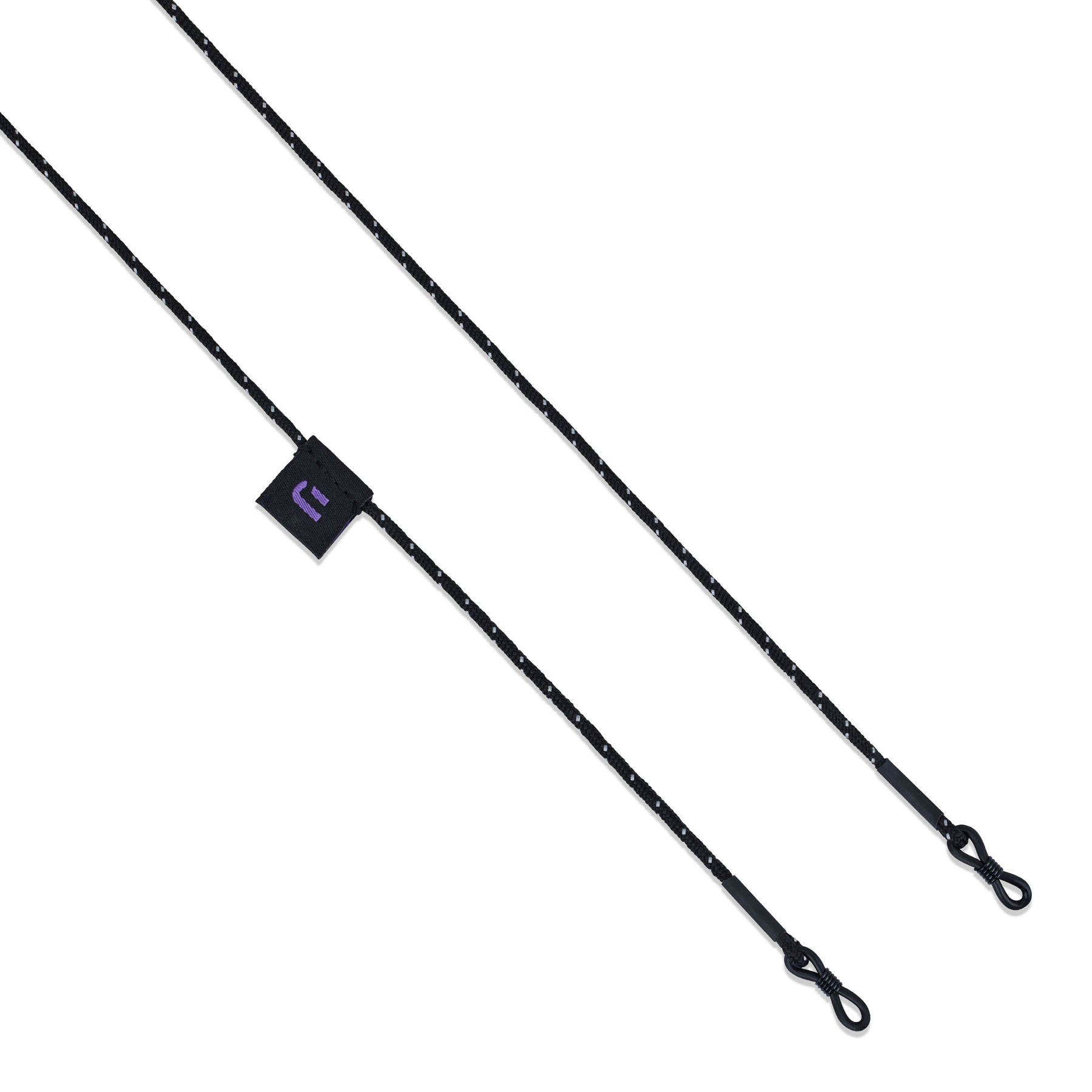 Zweier-Set schwarze Sonnenbrillenbänder 'Jade' mit reflektierenden Punkten und Schlaufenenden