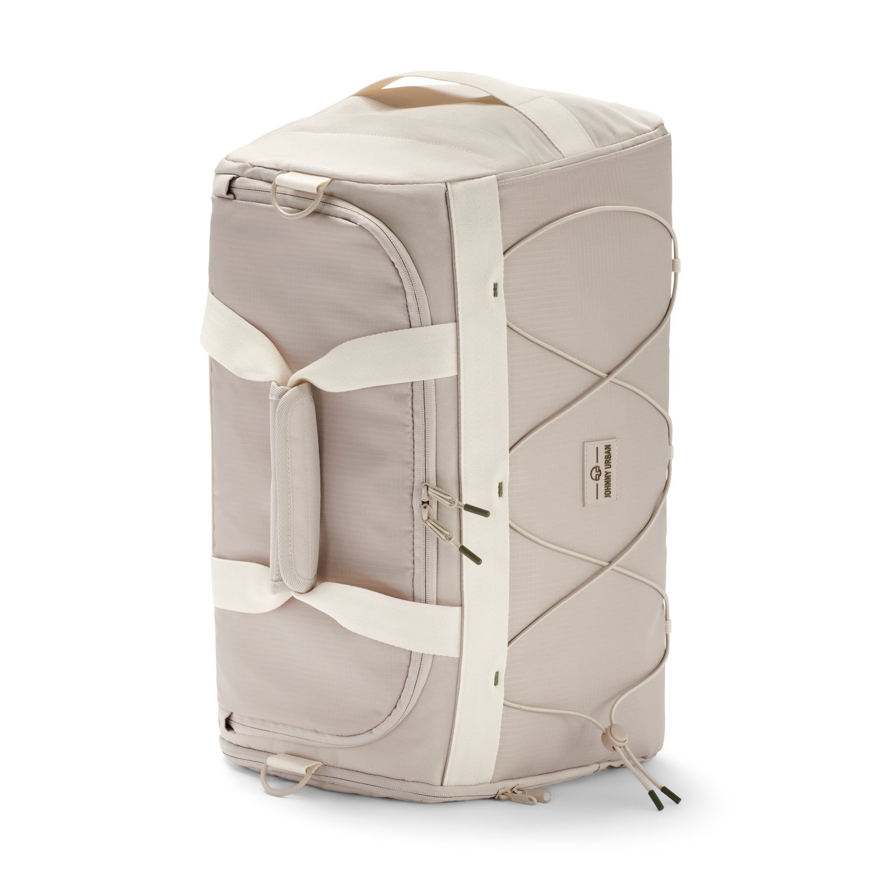 Beige Duffle Bag 'Shawn Medium' von Johnny Urban mit Tragegriffen, Reißverschlüssen und elastischem Kordelnetz