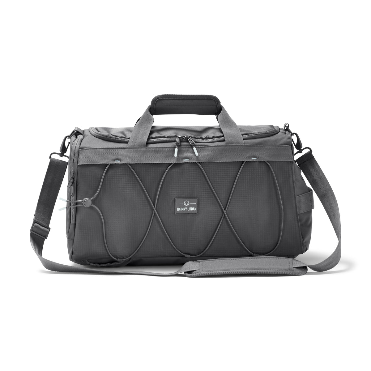 Tom graue Sporttasche Duffle Bag 'Shawn Medium' von Johnny Urban mit verstellbarem Schultergurt und Frontnetz