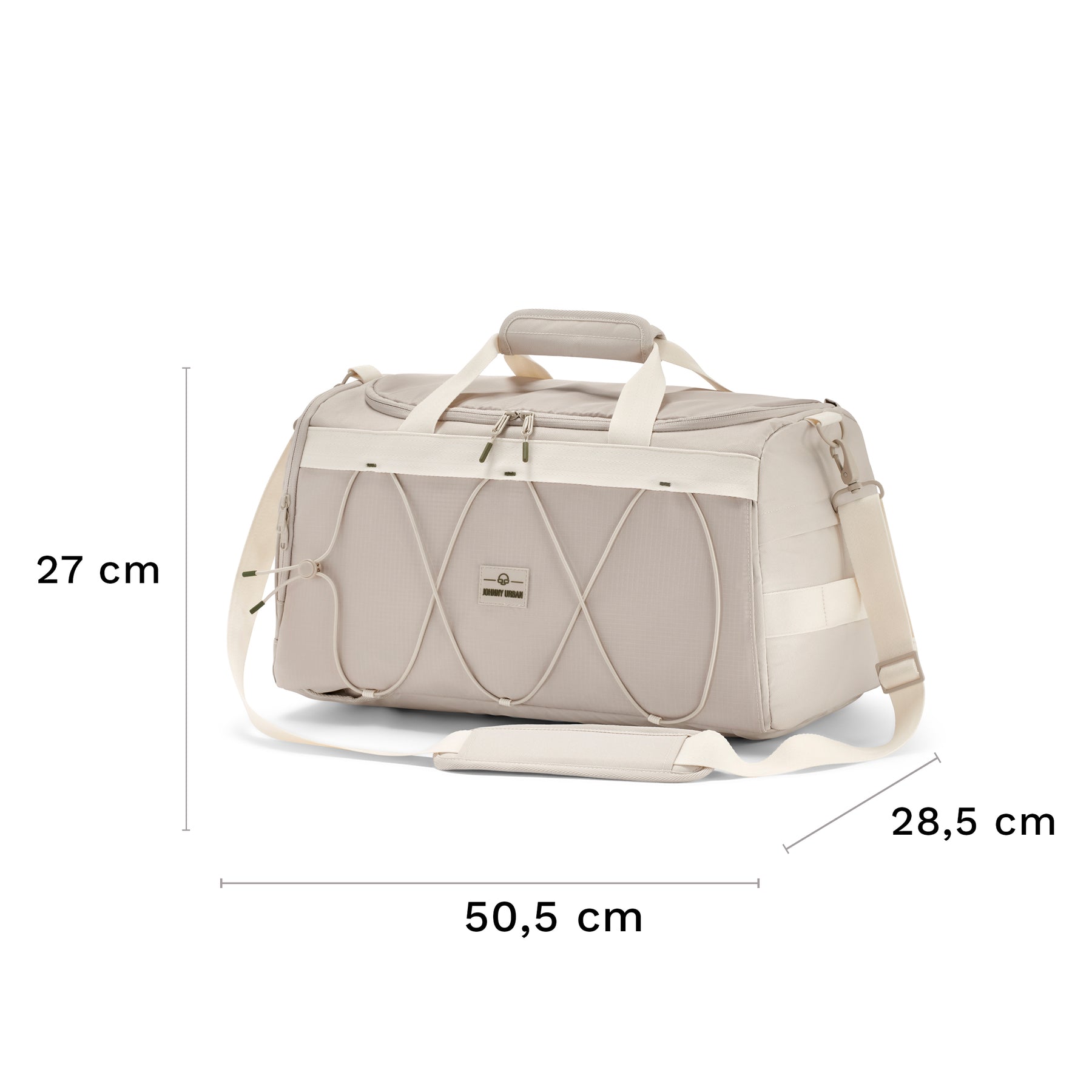 Beige Duffle Bag 'Shawn Medium' mit Maßen 50,5 cm x 27 cm x 28,5 cm und verstellbarem Schultergurt