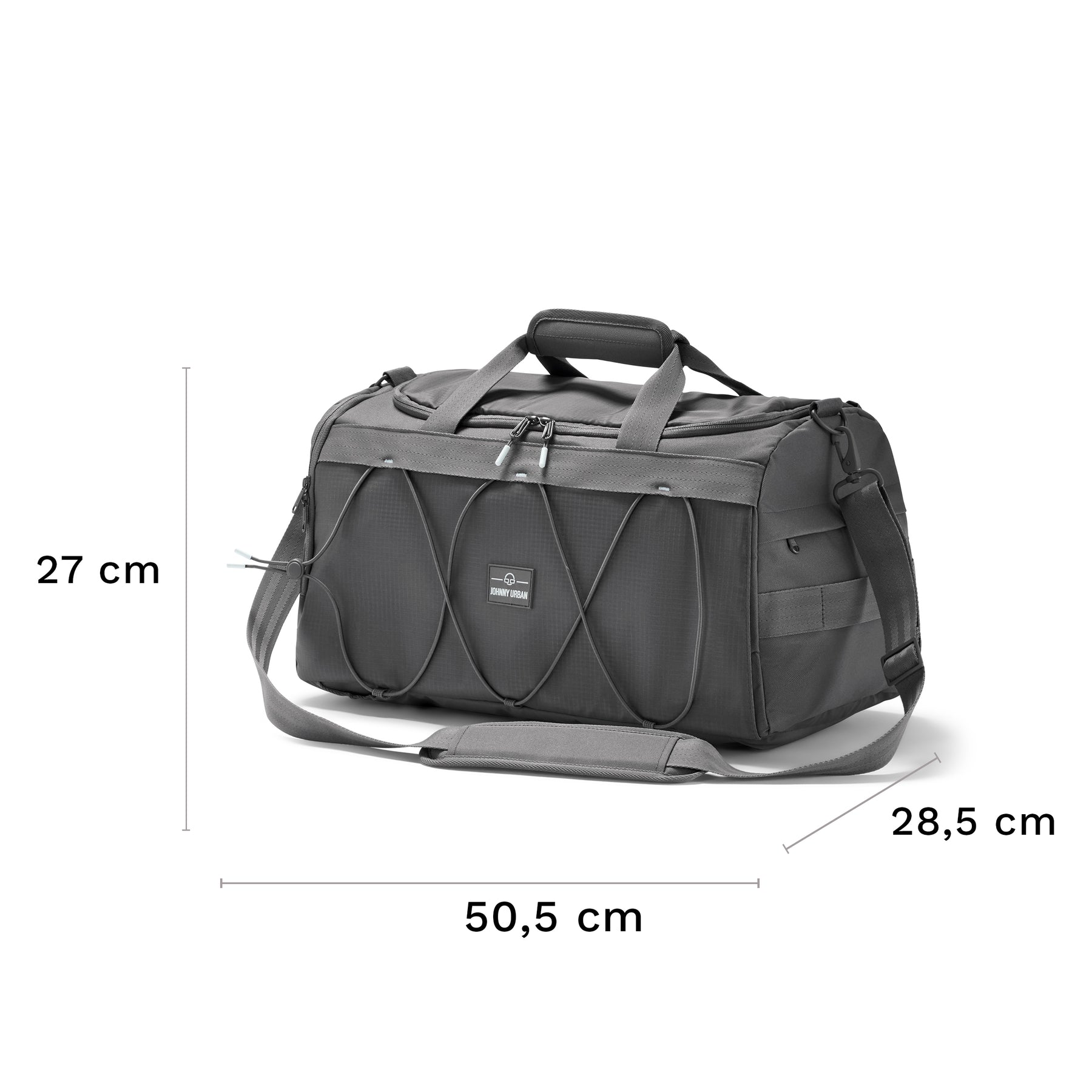 Graue Duffle Bag 'Shawn Medium' von Johnny Urban mit Maßen 50,5 x 27 x 28,5 cm und verstellbarem Schultergurt