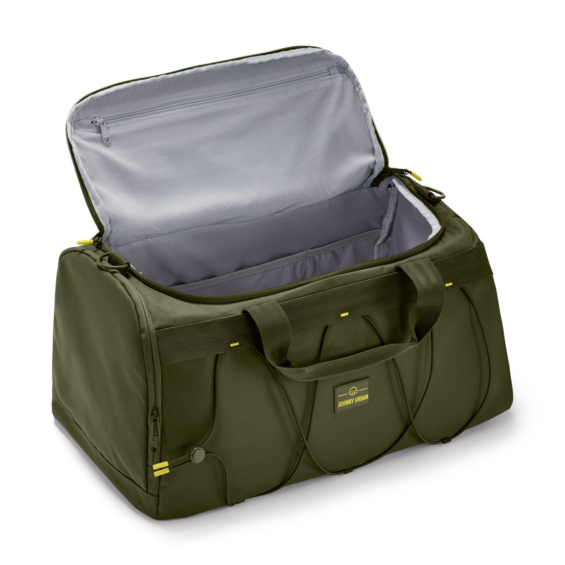 Olivefarbene Duffle Bag 'Shawn Medium' von Johnny Urban mit offenem Hauptfach und Innenfach mit Reißverschluss
