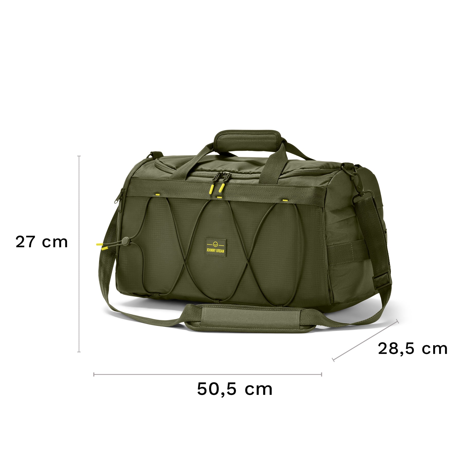 Johnny Urban Duffle Bag 'Shawn Medium' in olivgrün mit Maßen 50,5x27x28,5 cm und verstellbarem Schulterriemen