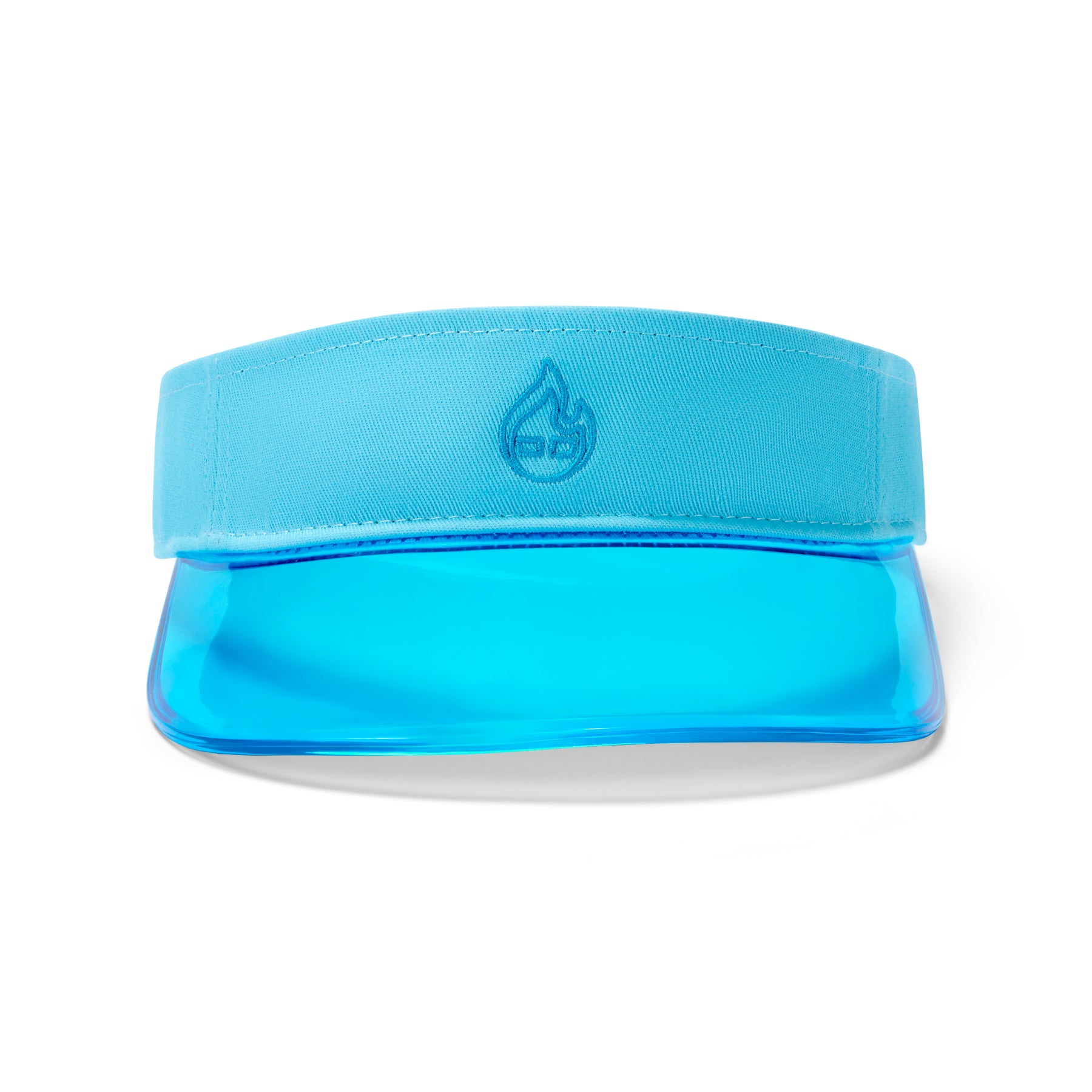 Himmelblaues Sonnenvisier 'Joy' mit transparentem Schirm und gesticktem Logo