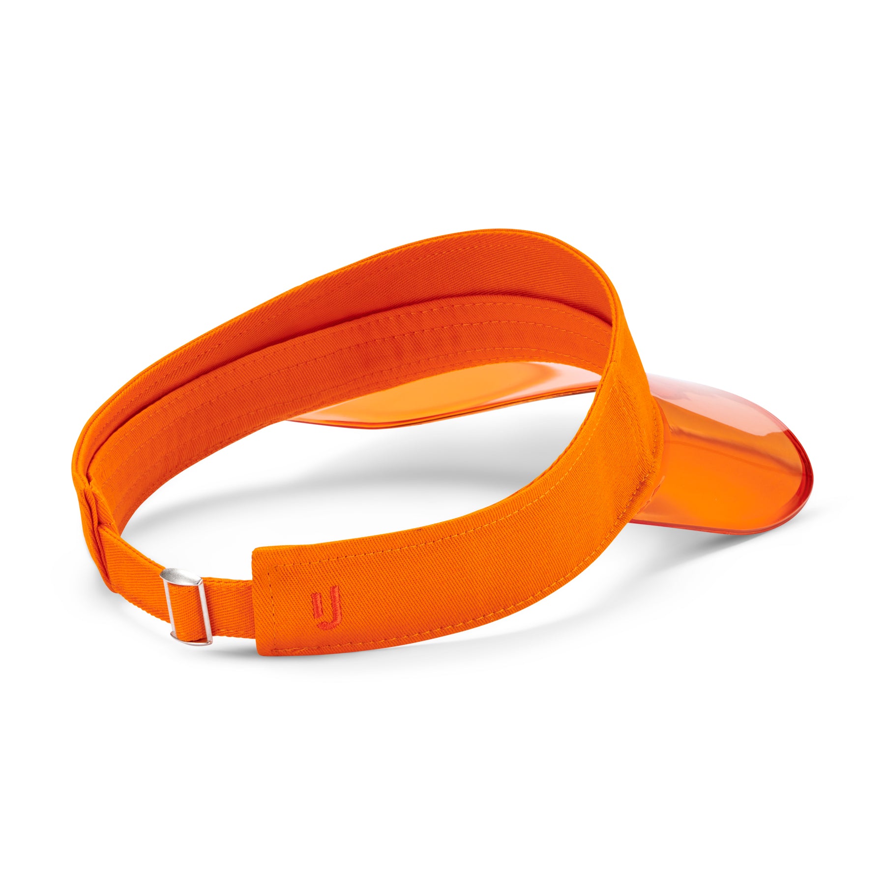 Oranger Sonnenschutz 'Joy' mit durchsichtigem Schild und verstellbarem Band mit Johnny Urban Logo