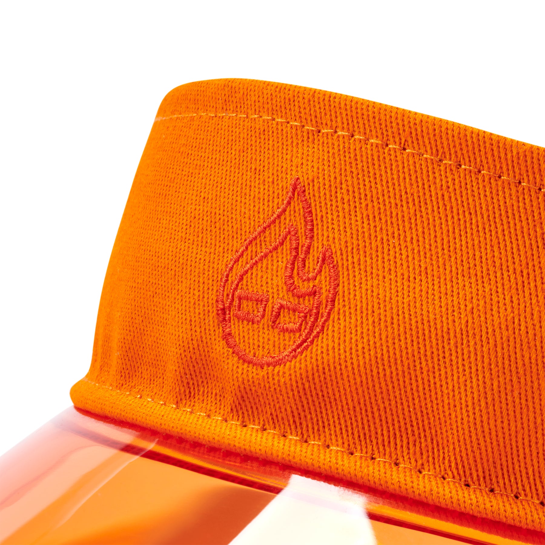 Oranger Sonnenvisier 'Joy' mit gesticktem Flammenlogo