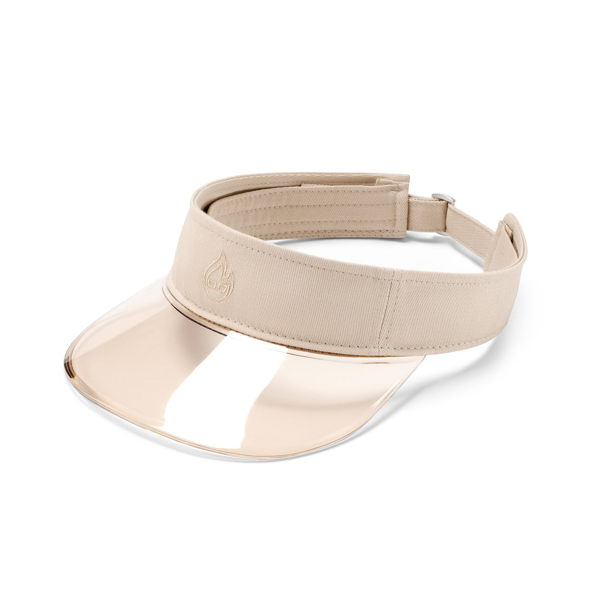 Sonnenblende 'Joy' von Johnny Urban in Sandfarbe mit transparentem Sonnenschutz und Stoffband