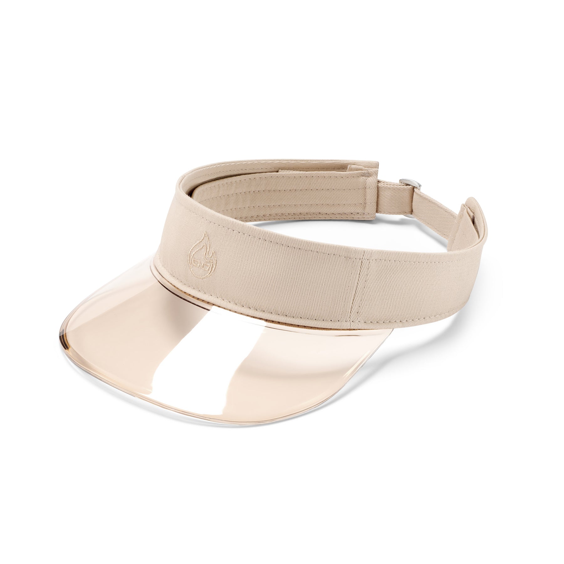 Sonnenblende 'Joy' von Johnny Urban in Sandfarbe mit transparentem Sonnenschutz und Stoffband