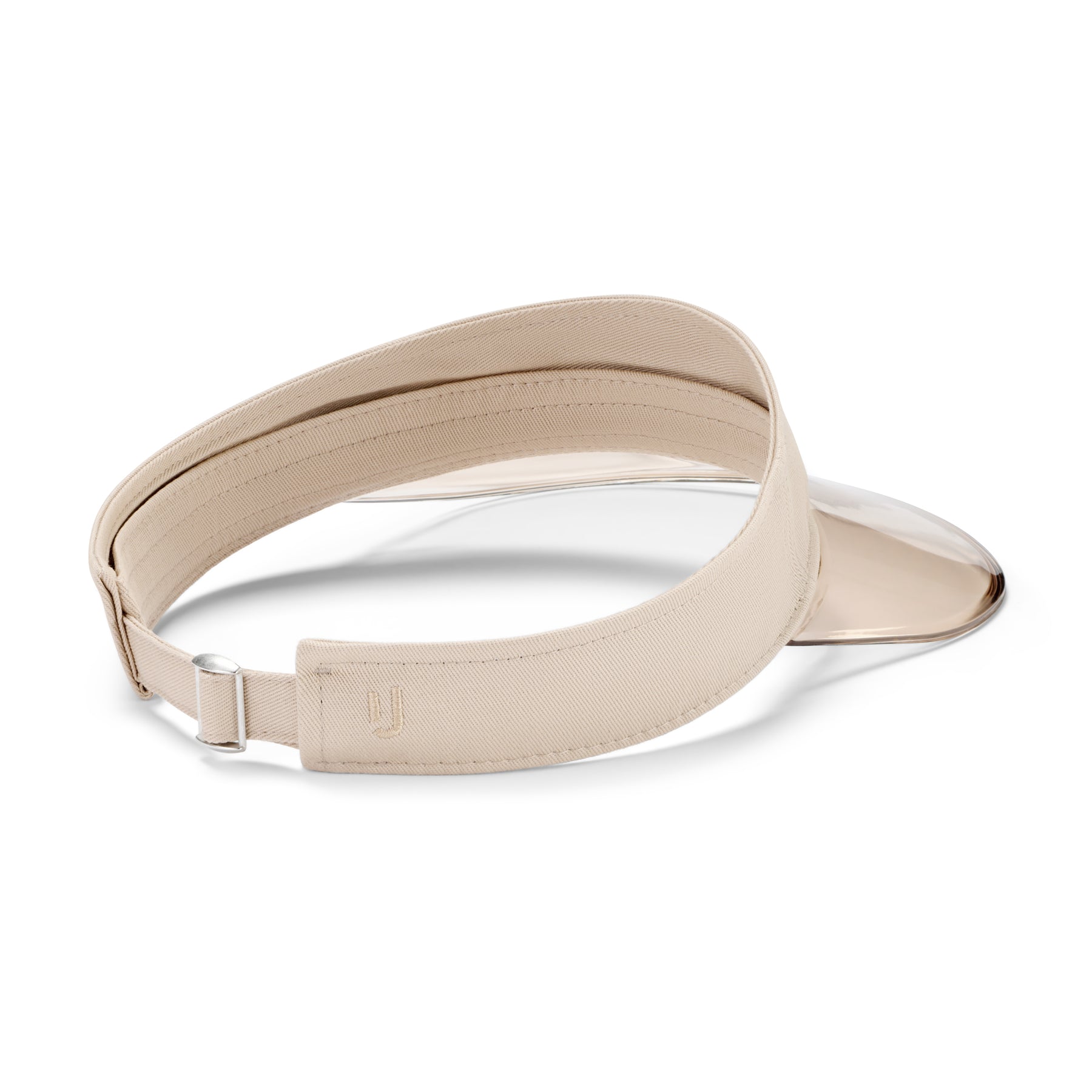 Sandfarbener Sun Visor 'Joy' mit transparentem Schild und verstellbarem Riemen