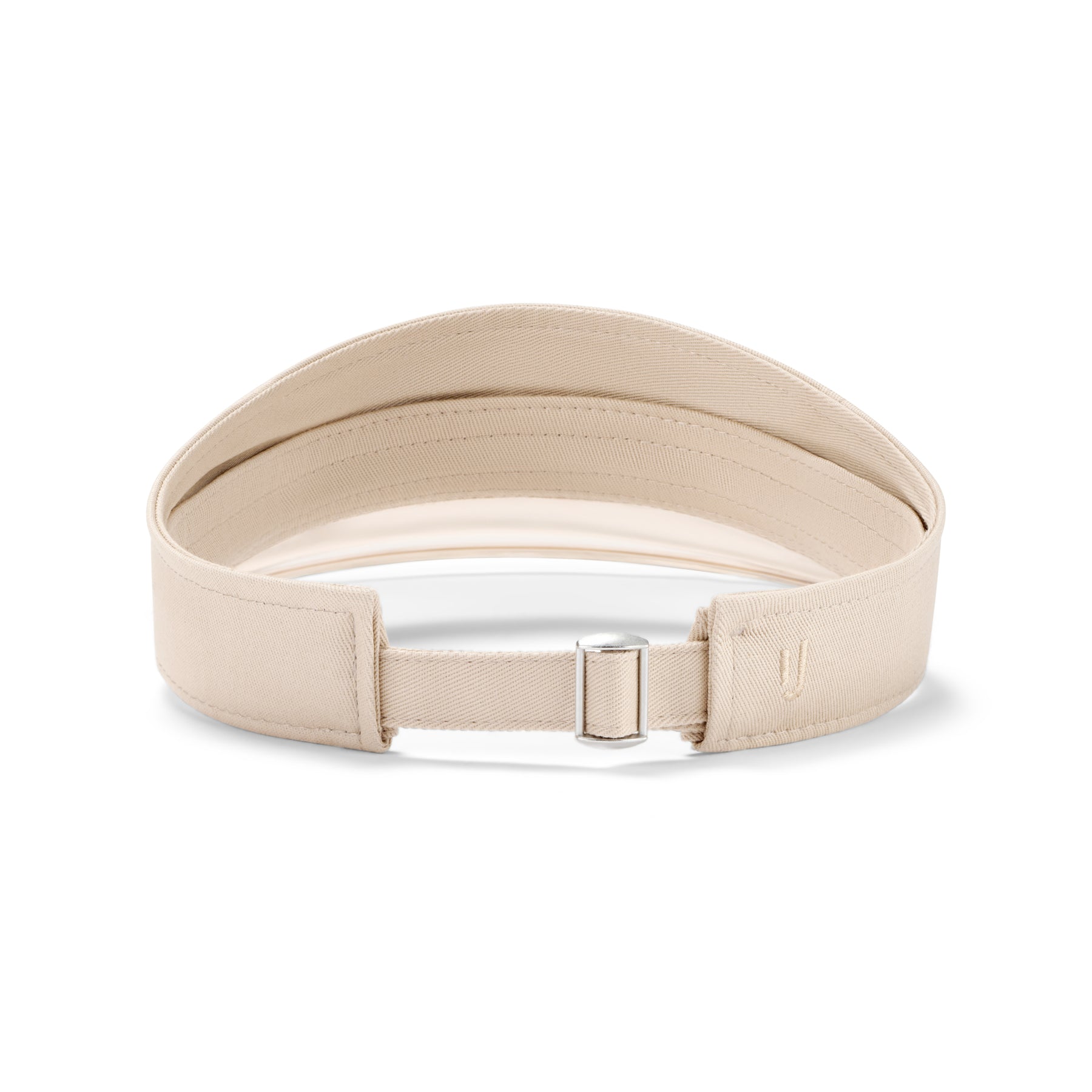 Sonnenblende 'Joy' in sandfarben mit verstellbarem Riemen und silberner Metallschnalle