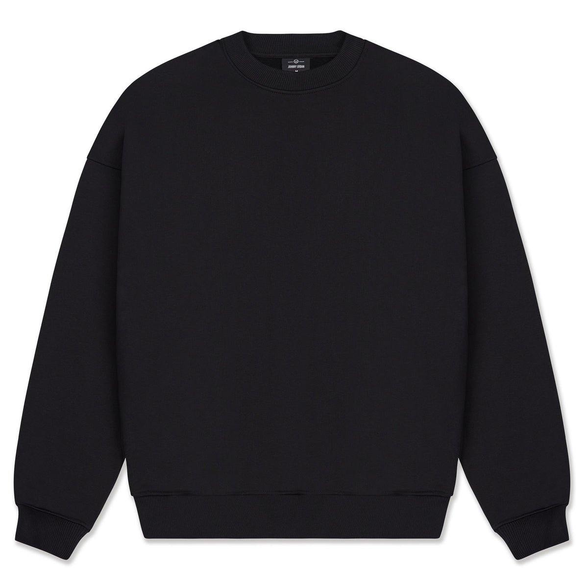 Schwarzer Oversized Crewneck-Pullover 'Carter' von Johnny Urban mit gerippten Bündchen