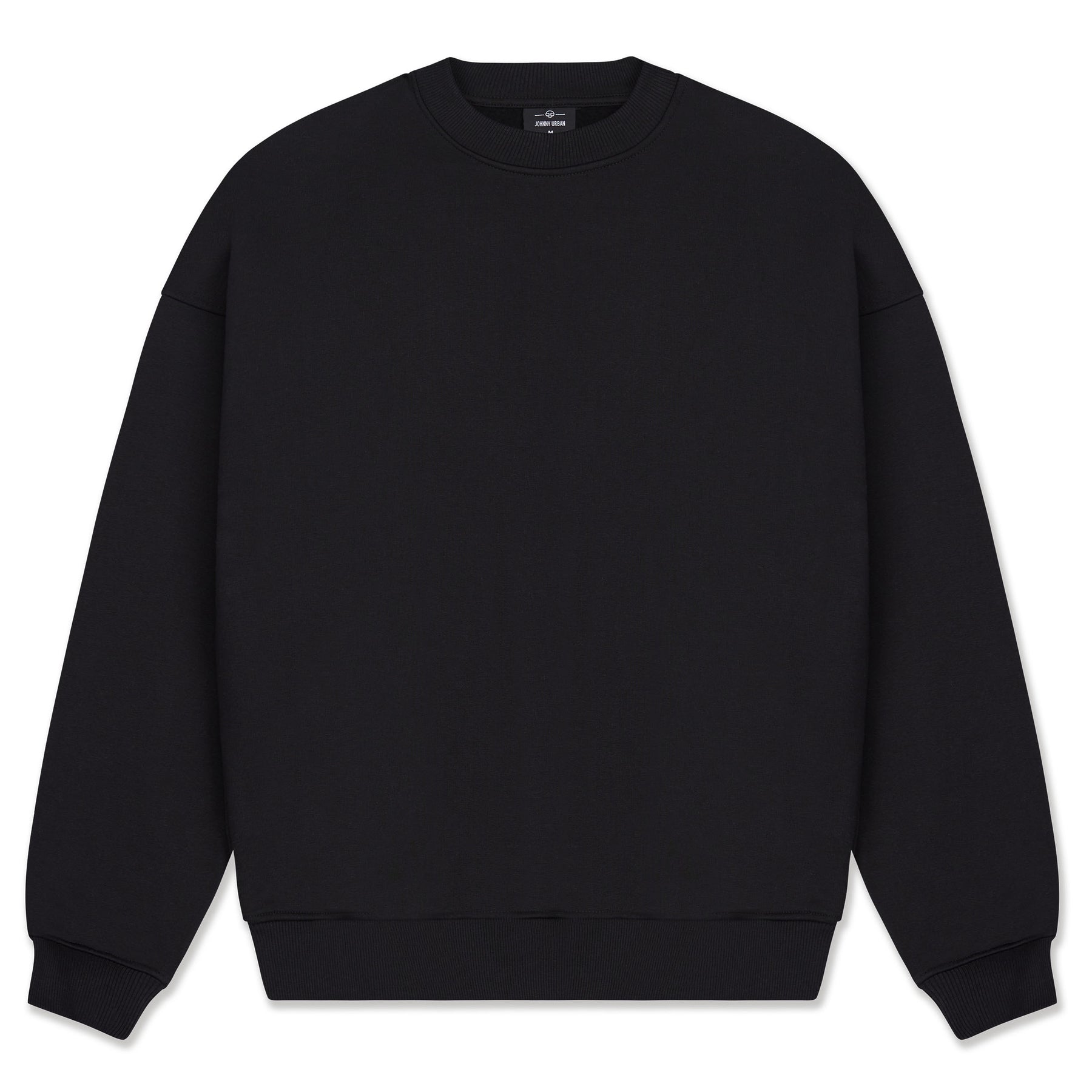 Schwarzer Oversized Crewneck-Pullover 'Carter' von Johnny Urban mit gerippten Bündchen