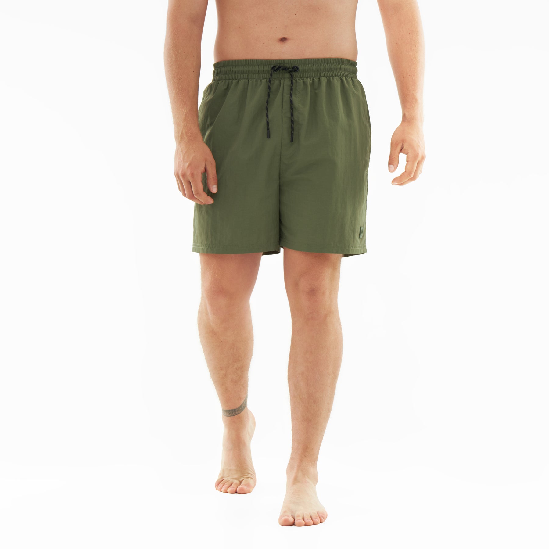 Grüne Herren-Badehose 'Jay' mit elastischem Bund und schwarzem Kordelzug