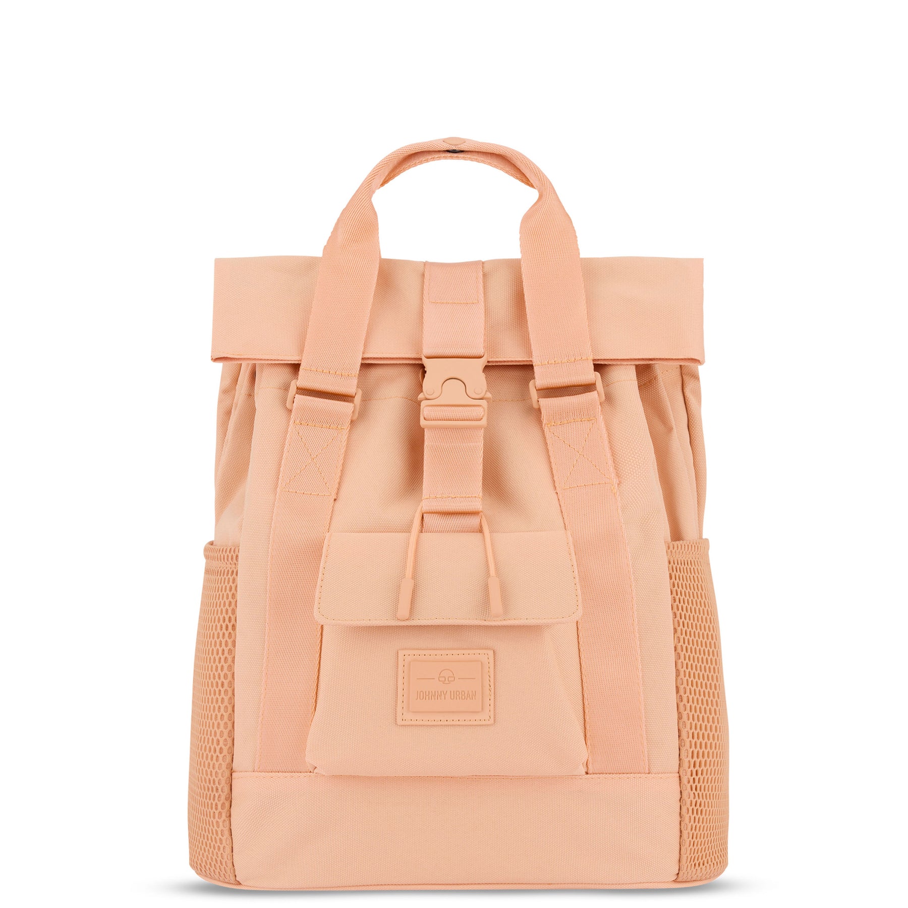Peachfarbener Tagesrucksack 'Jules' von Johnny Urban mit Tragegriff, Fronttasche und seitlichen Mesh-Fächern