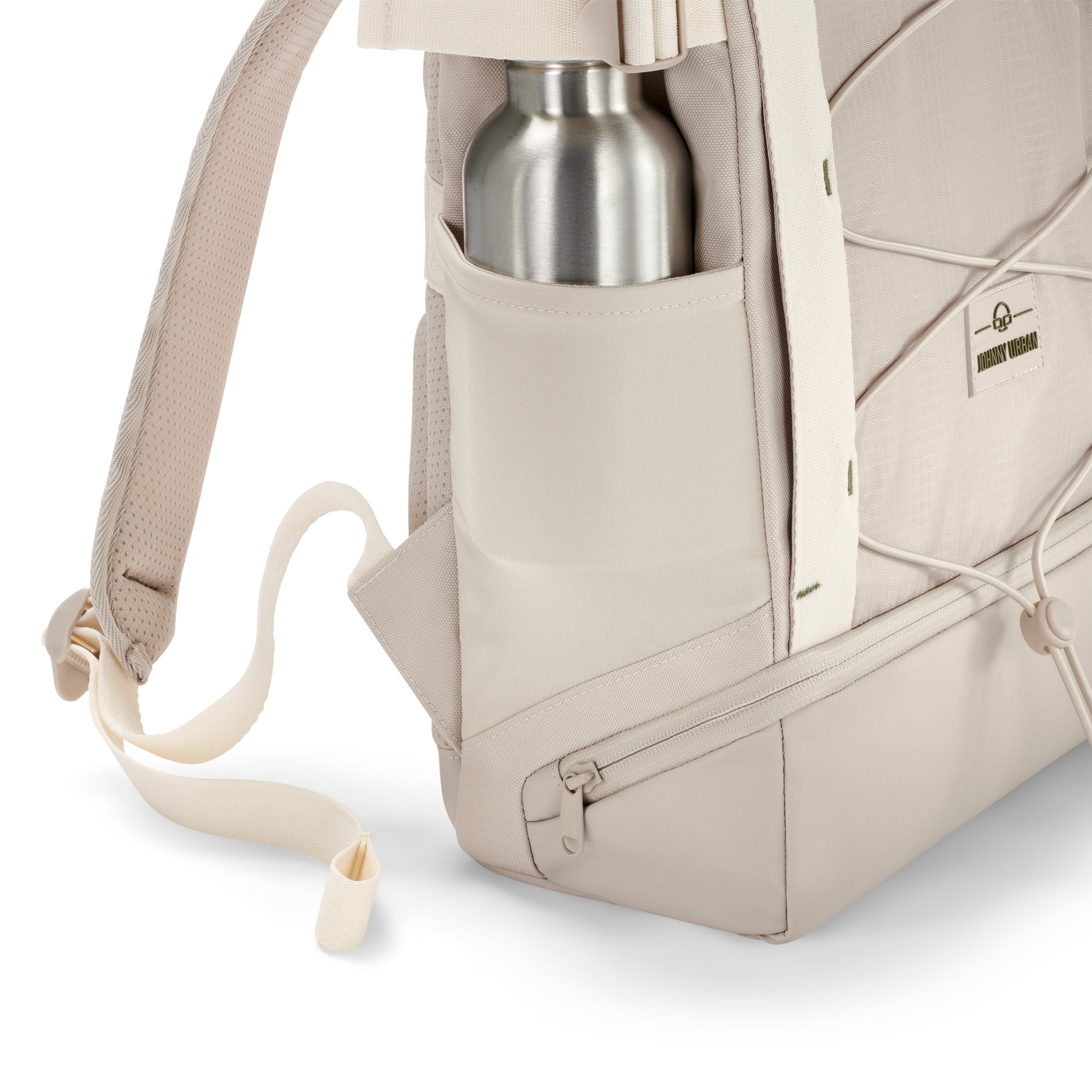 Beiger Johnny Urban Tagesrucksack 'Harper' mit seitlicher Tasche und Metallflasche