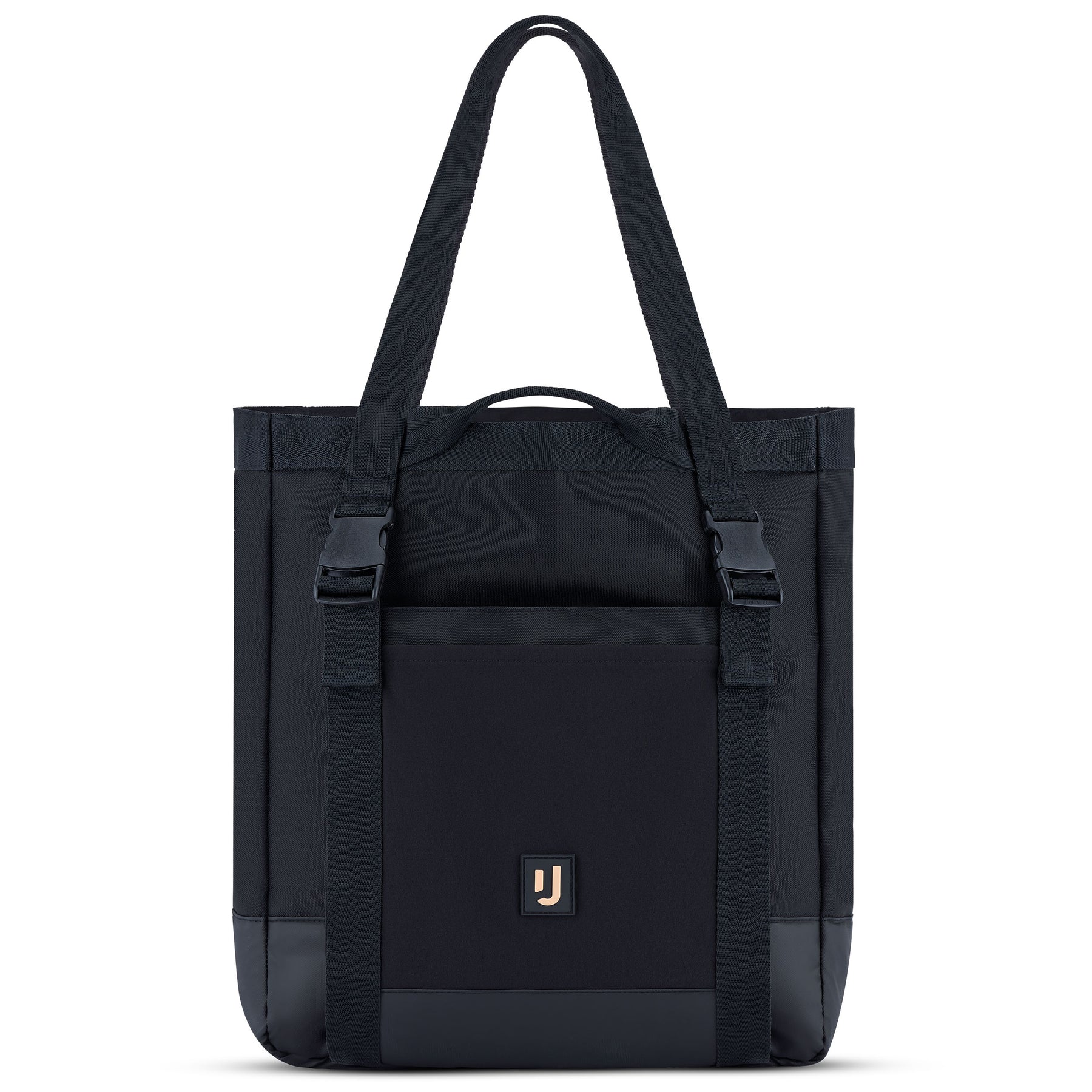 Schwarze Johnny Urban Tote Bag 'Jessy' mit langen Henkeln, Fronttasche und Schnallen