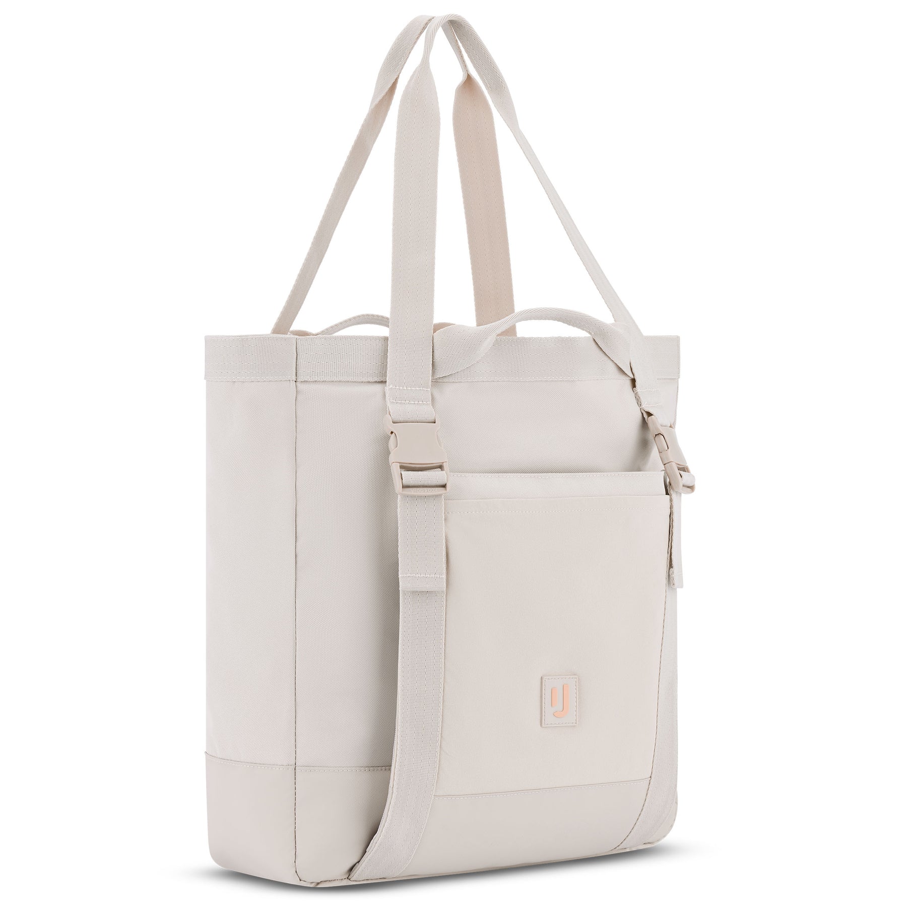 Beige Johnny Urban Tote Bag 'Jessy' aus robustem Material mit langen Griffen und Außentasche