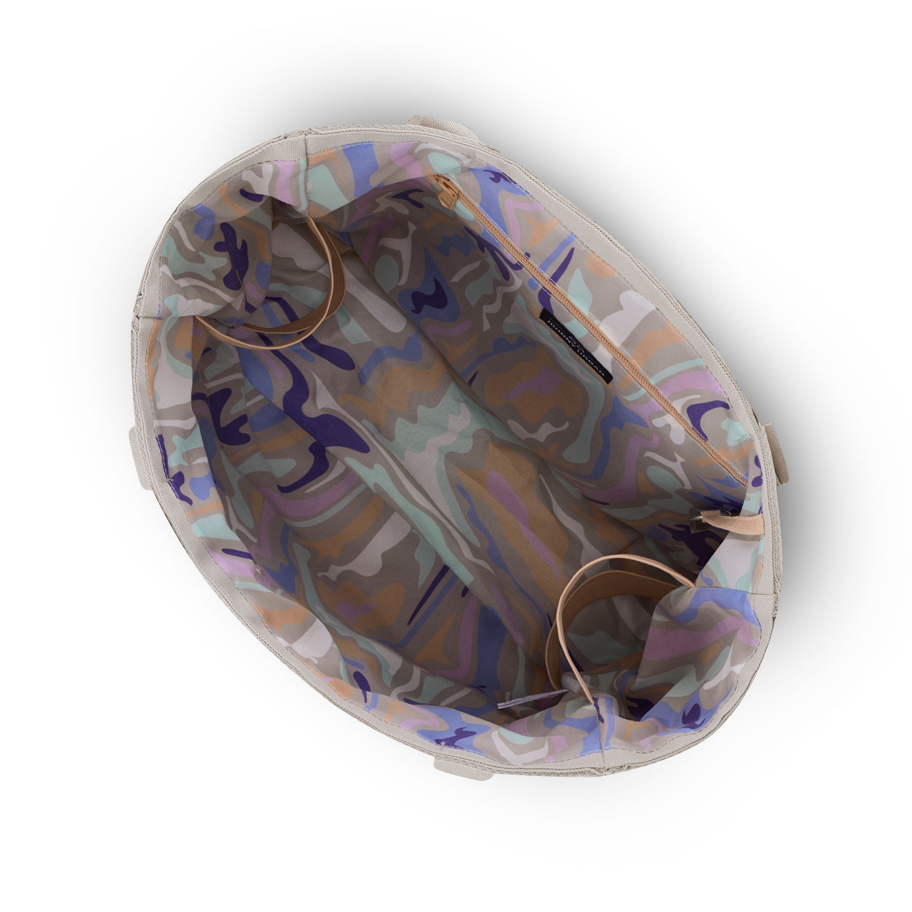 Innenansicht des großen Johnny Urban Tote Bags 'Jessy' mit farbig gemustertem Innenfutter und Reißverschlusstasche