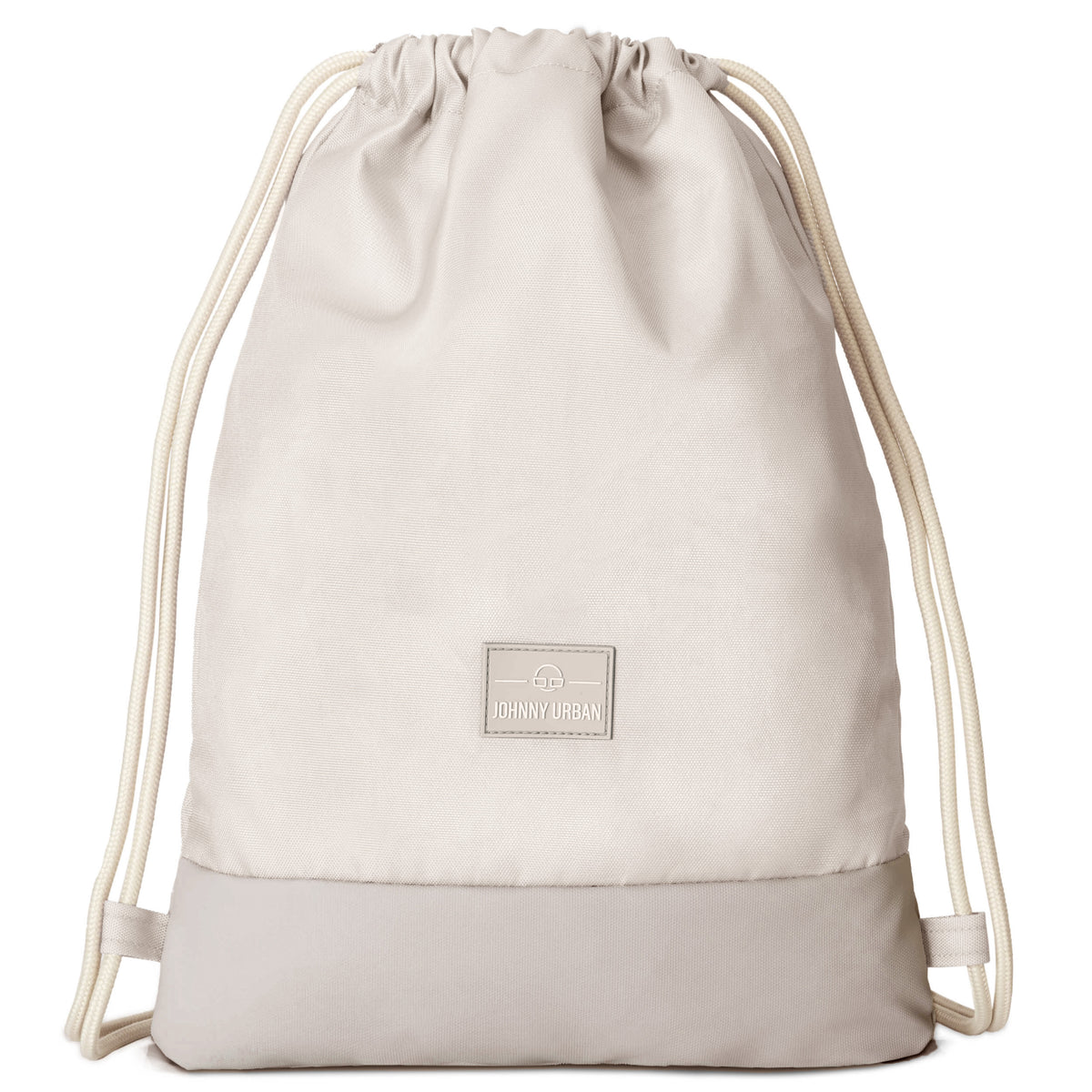 Beiger Turnbeutel 'Blake' von Johnny Urban mit Kordelzugverschluss und Logo auf der Vorderseite