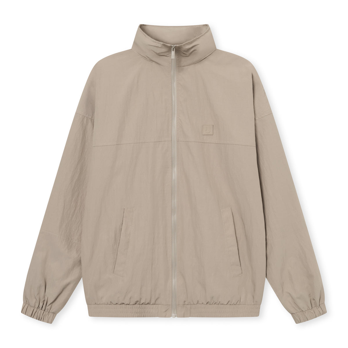 Beige Übergangsjacke 'Lennon' mit geschlossenem Reißverschluss, Stehkragen und elastischen Bündchen