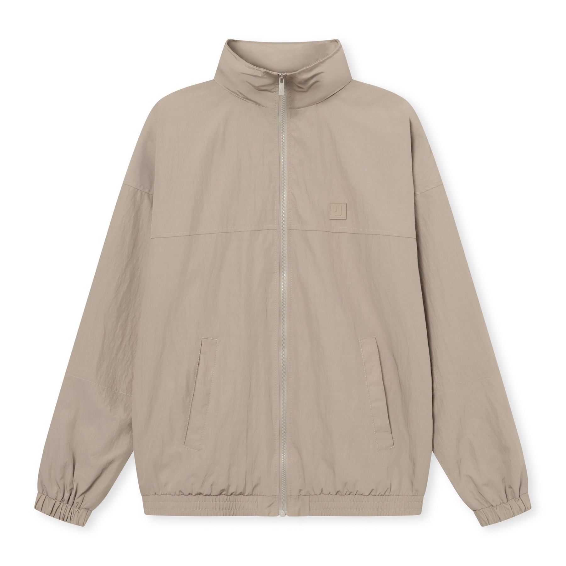 Beige Übergangsjacke 'Lennon' mit geschlossenem Reißverschluss, Stehkragen und elastischen Bündchen