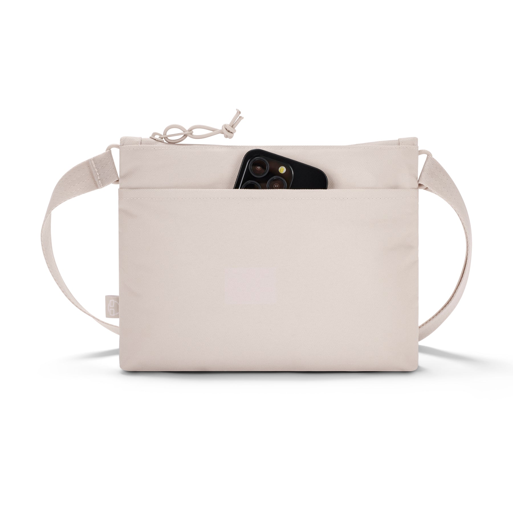 Umhängetasche ‚Drew‘ in Sandfarbe mit Außenfach und Handytasche