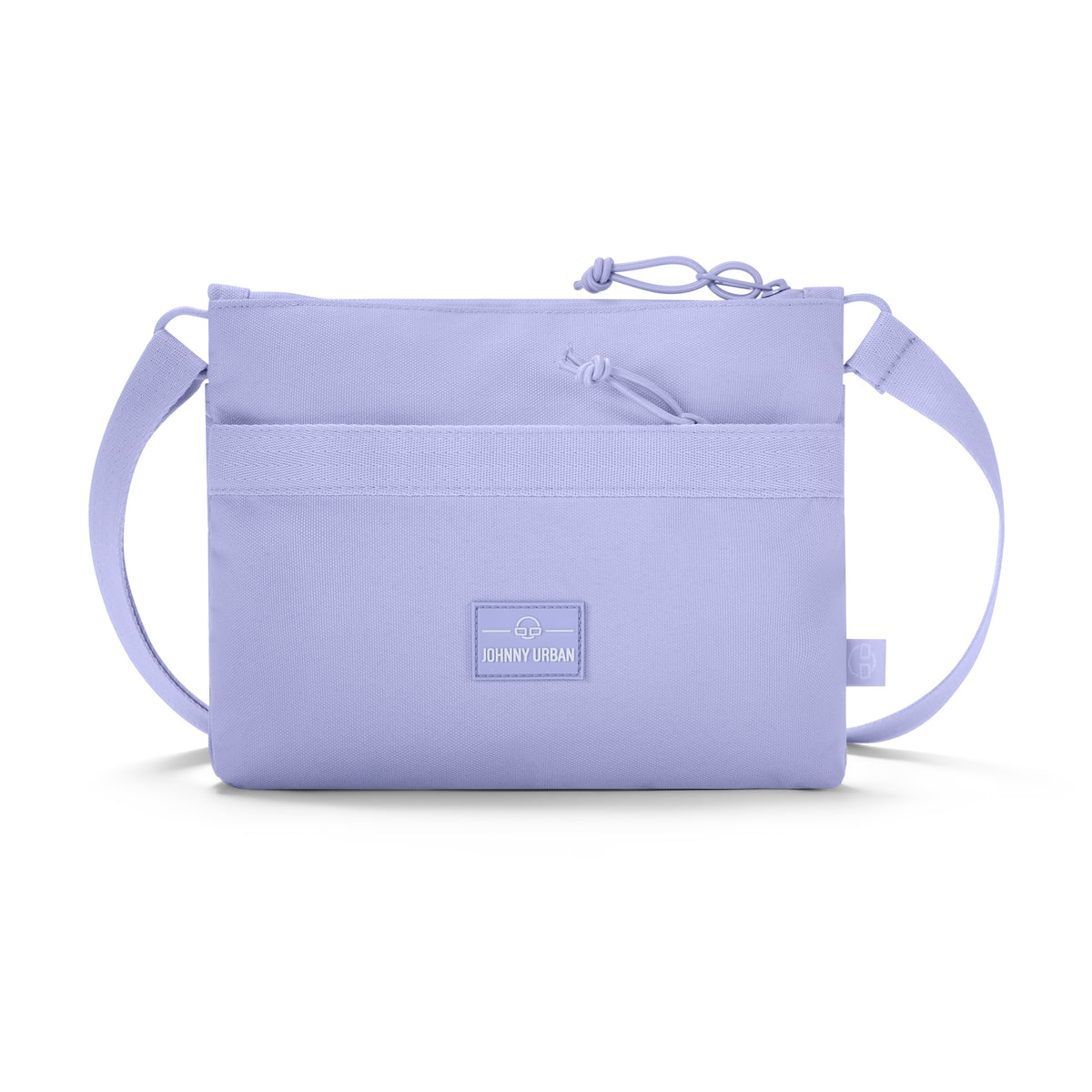 Umhängetasche 'Drew' von Johnny Urban in flieder, rechteckig mit zweifach geknoteten Reißverschlüssen und Fronttasche