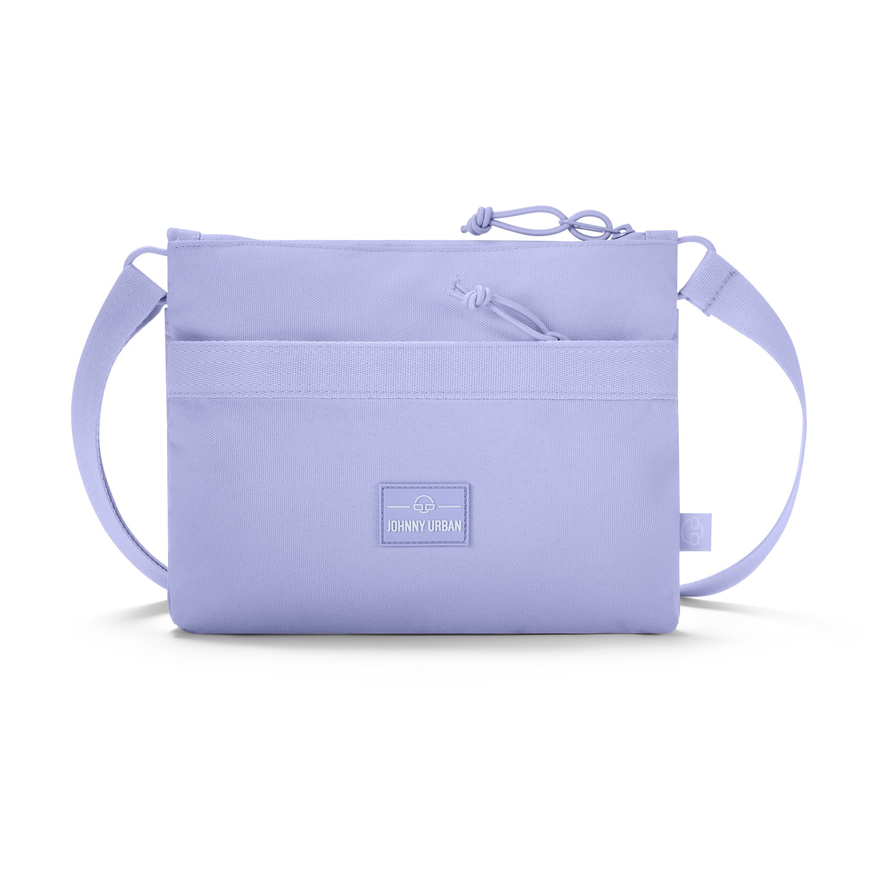 Umhängetasche 'Drew' von Johnny Urban in flieder, rechteckig mit zweifach geknoteten Reißverschlüssen und Fronttasche