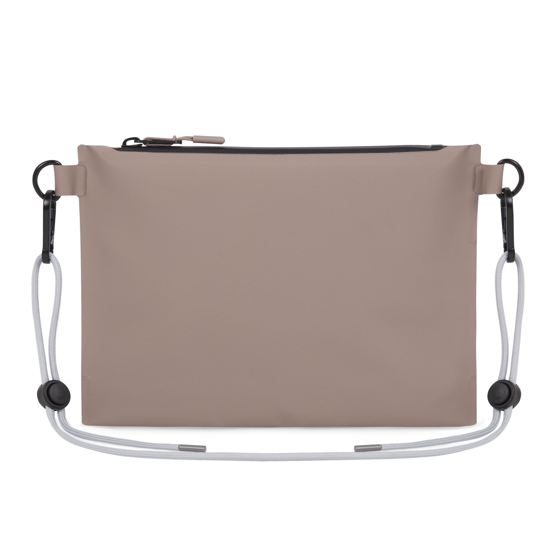 Beige wasserfeste Dry Bag 'Alfie' mit schwarzem Reißverschluss und verstellbarem grauem Kordelzug