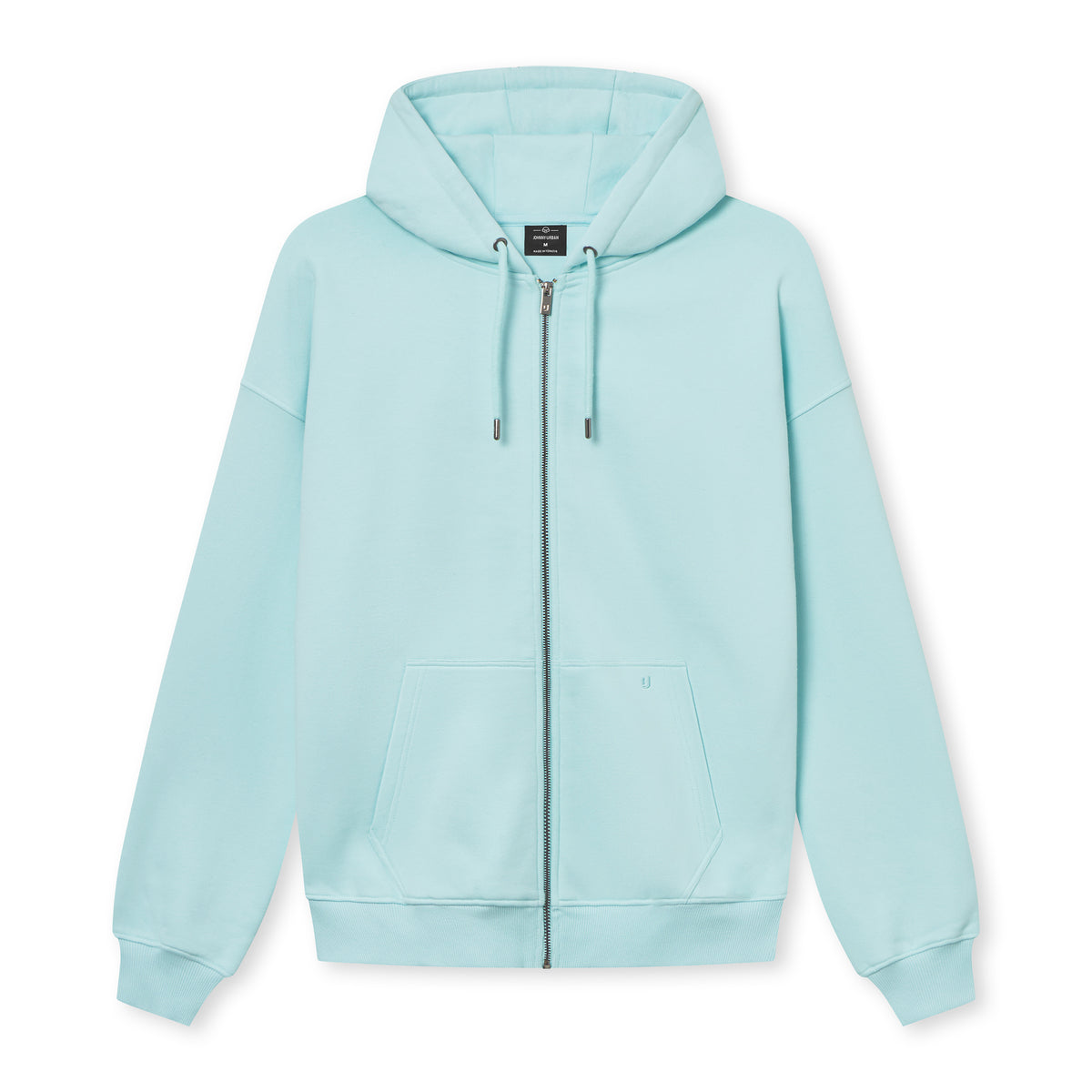 Oversized Zip Hoodie 'Caleb' von Johnny Urban in eisblau mit Kapuze, Kängurutasche und Reißverschluss