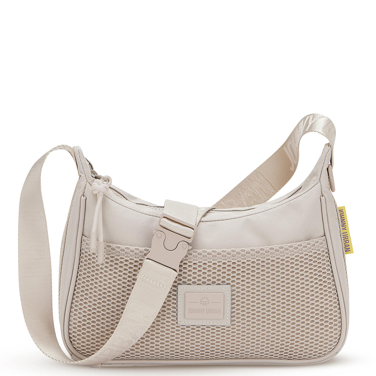 Beige Handtasche 'Maddy' von Johnny Urban mit Netzvordertasche und verstellbarem Schulterriemen