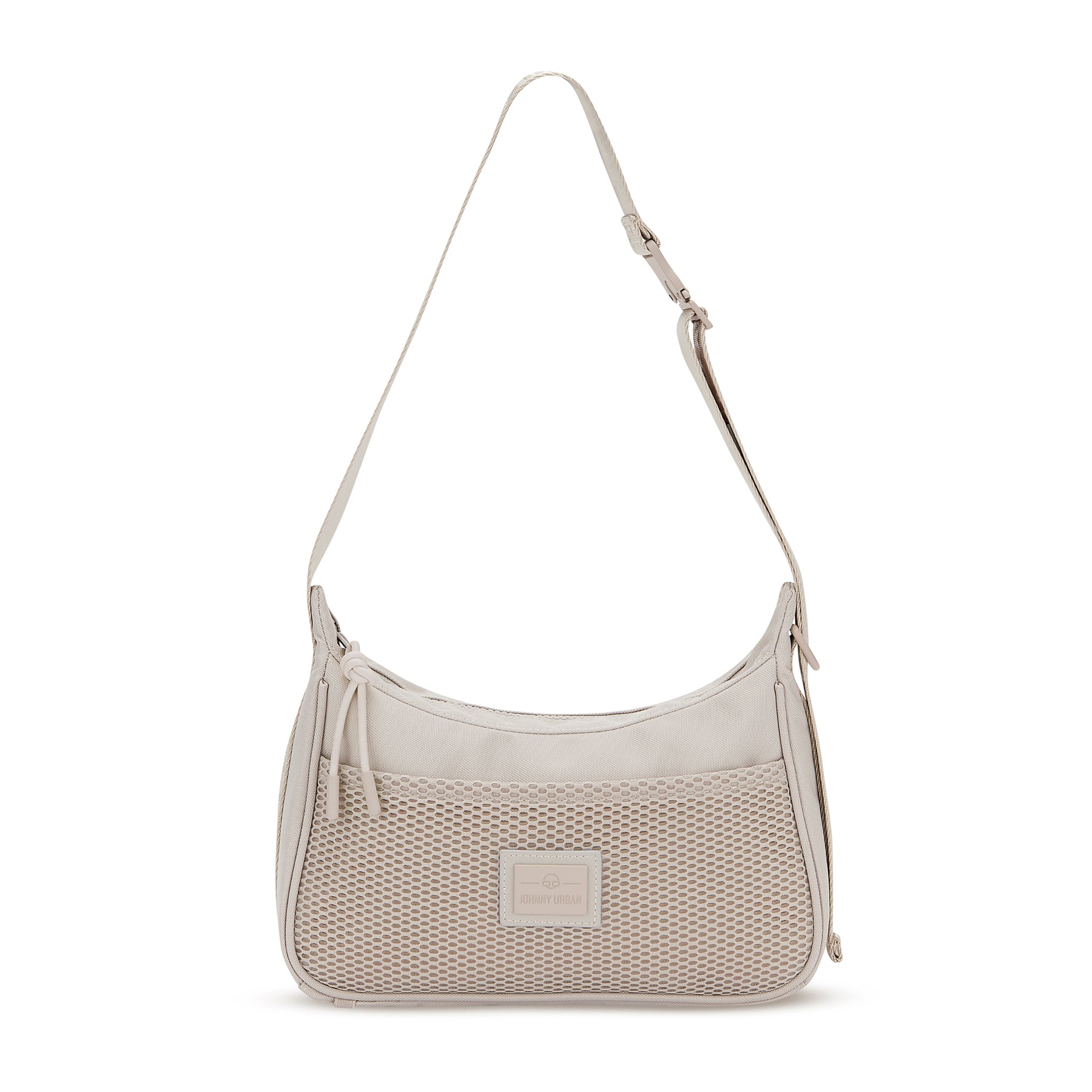 Johnny Urban Handtasche 'Maddy' in Beige mit Netzvordertasche und verstellbarem Schultergurt