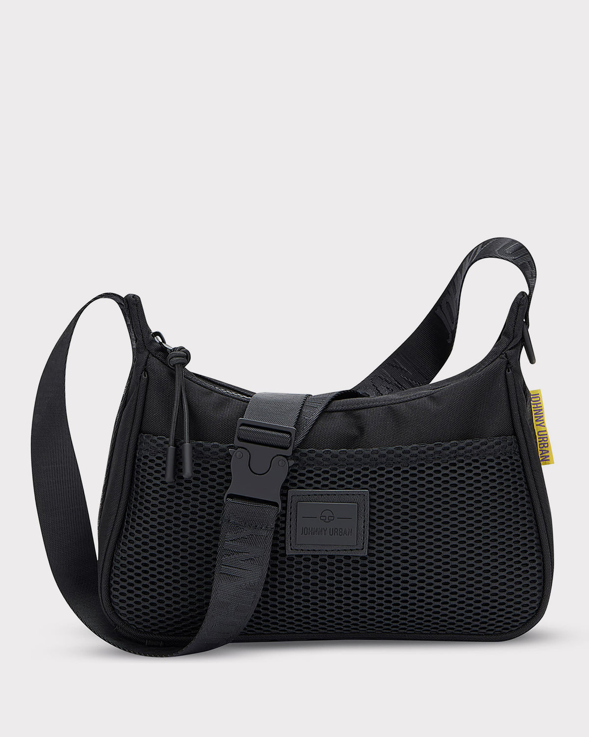 Schwarze Handtasche 'Maddy' von Johnny Urban mit Netzstoff und verstellbarem Schultergurt