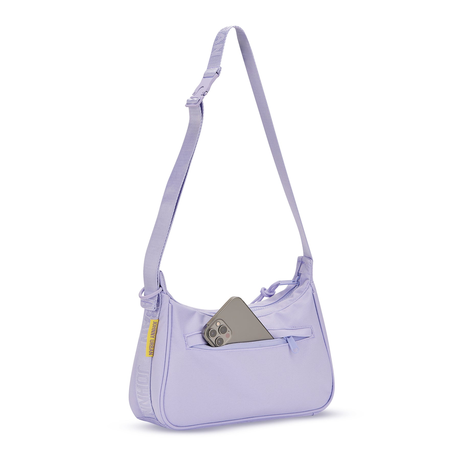 Handtasche 'Maddy' von Johnny Urban in fliederlila mit verstellbarem Schulterriemen und seitlicher Reißverschlusstasche mit Smartphone