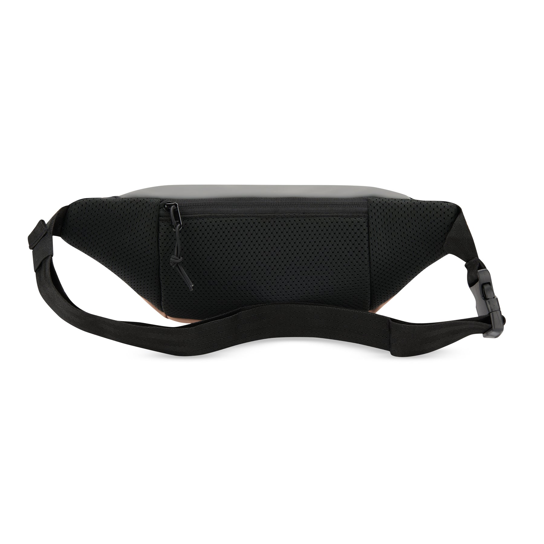 Bauchtasche 'Riley' aus schwarzem, perforiertem Material mit Reißverschlussfach und verstellbarem Gurt