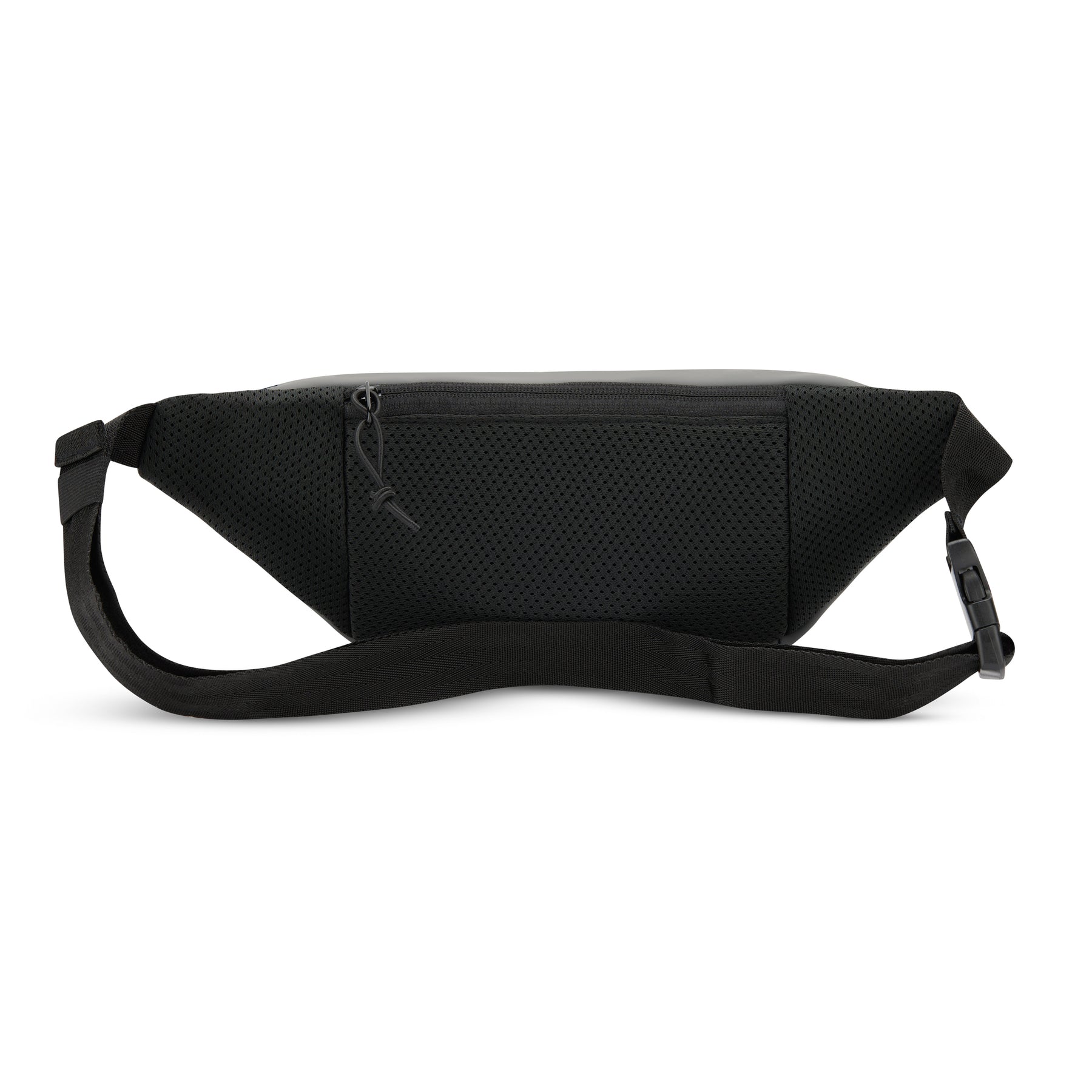 Graue Bauchtasche 'Riley' aus Mesh-Material mit verstellbarem Gürtel und Reißverschlussfach